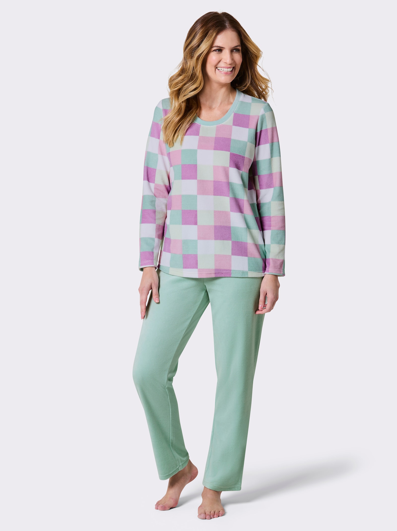 wäschepur Schlafanzug mit Print - kalkmint-rosé-bedruckt