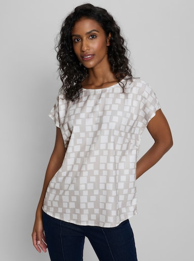 heine Druckbluse mit Grafik-Print - hellgrau-ecru-bedruckt