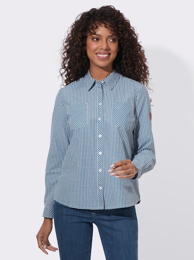  Karobluse mit Brusttaschen - topas-weiß-kariert