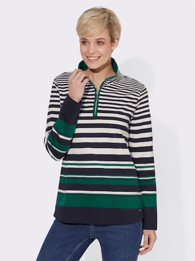 Sweatshirt im Streifen-Dessin - marine-dunkelgrün-gestreift