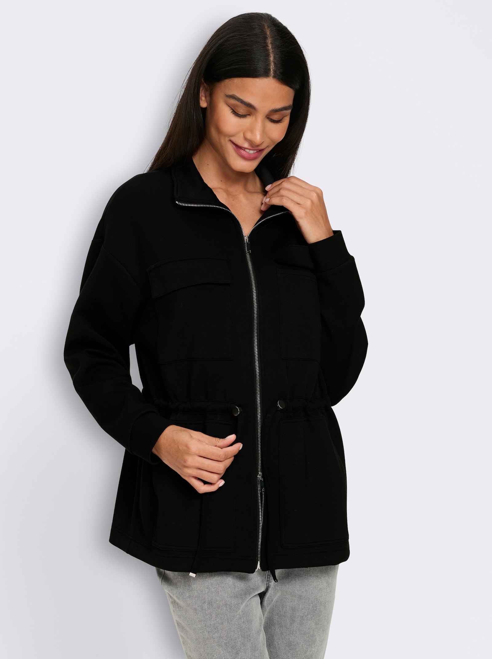 heine Jacke mit Tunnelzug in der Taille - schwarz