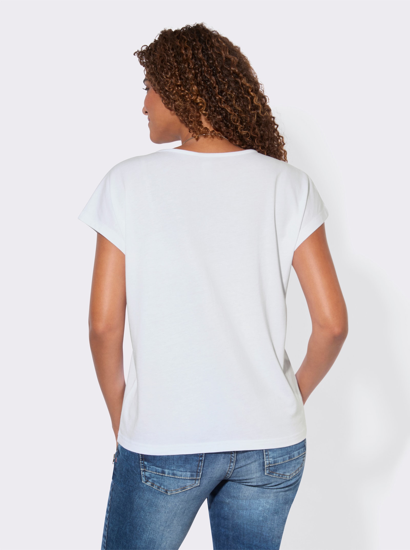 Shirt mit Druck-Motiv vorne - weiß-jeansblau-bedruckt