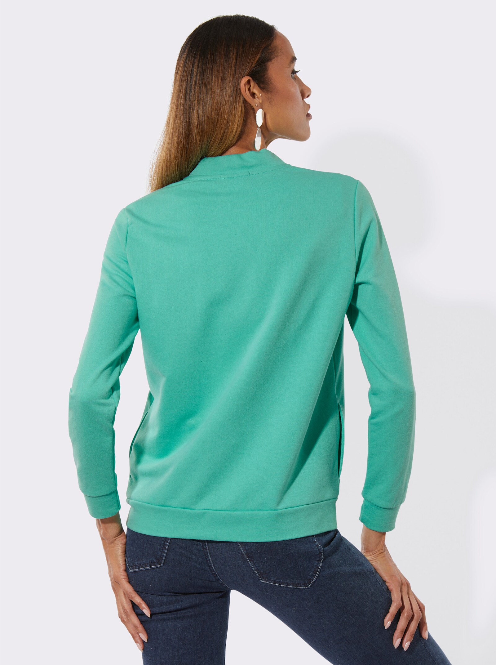 Shirtjacke mit Nahttaschen - blaugrün