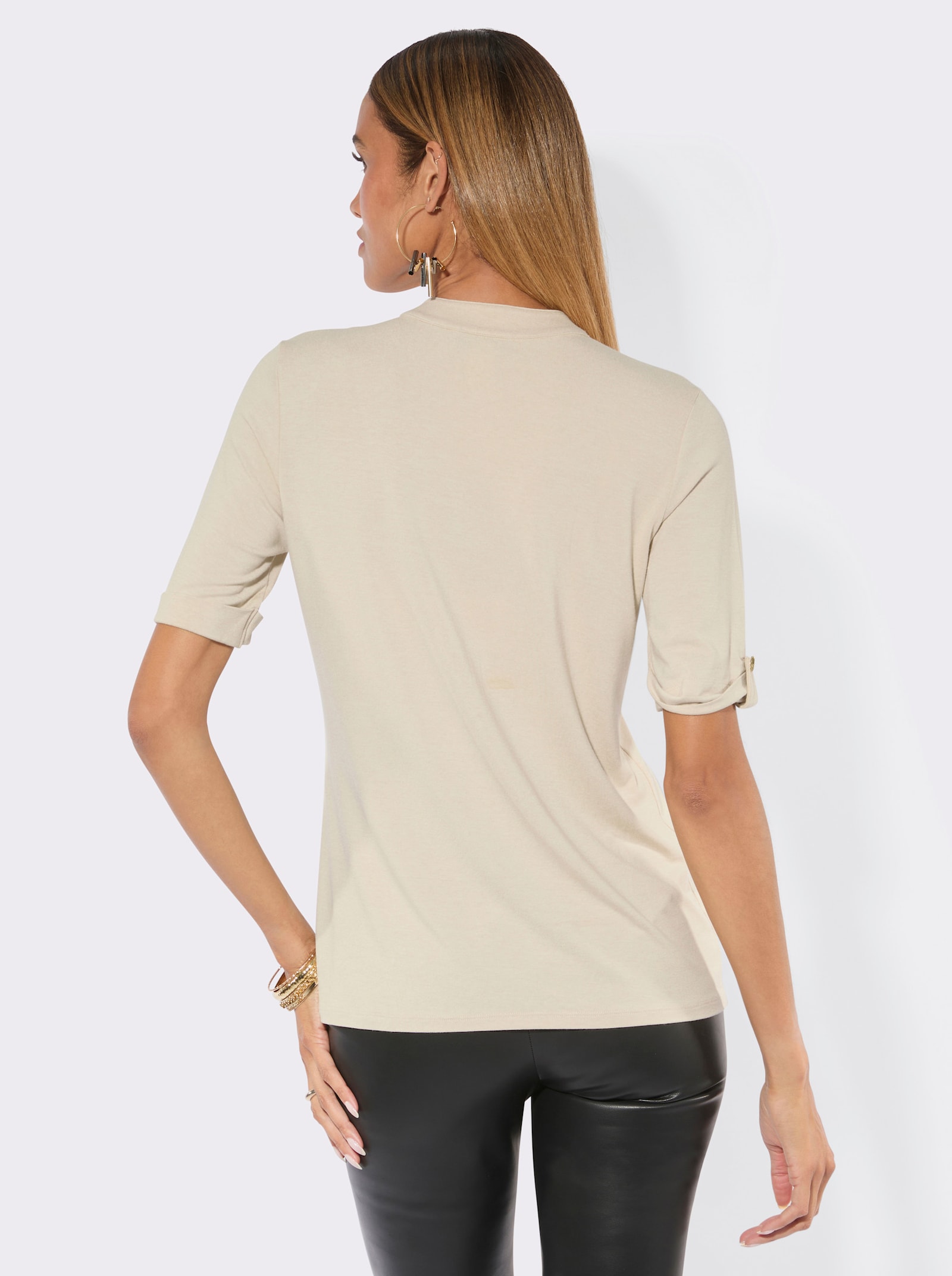 Shirt mit Schlingenknopf-Verschluss - sand