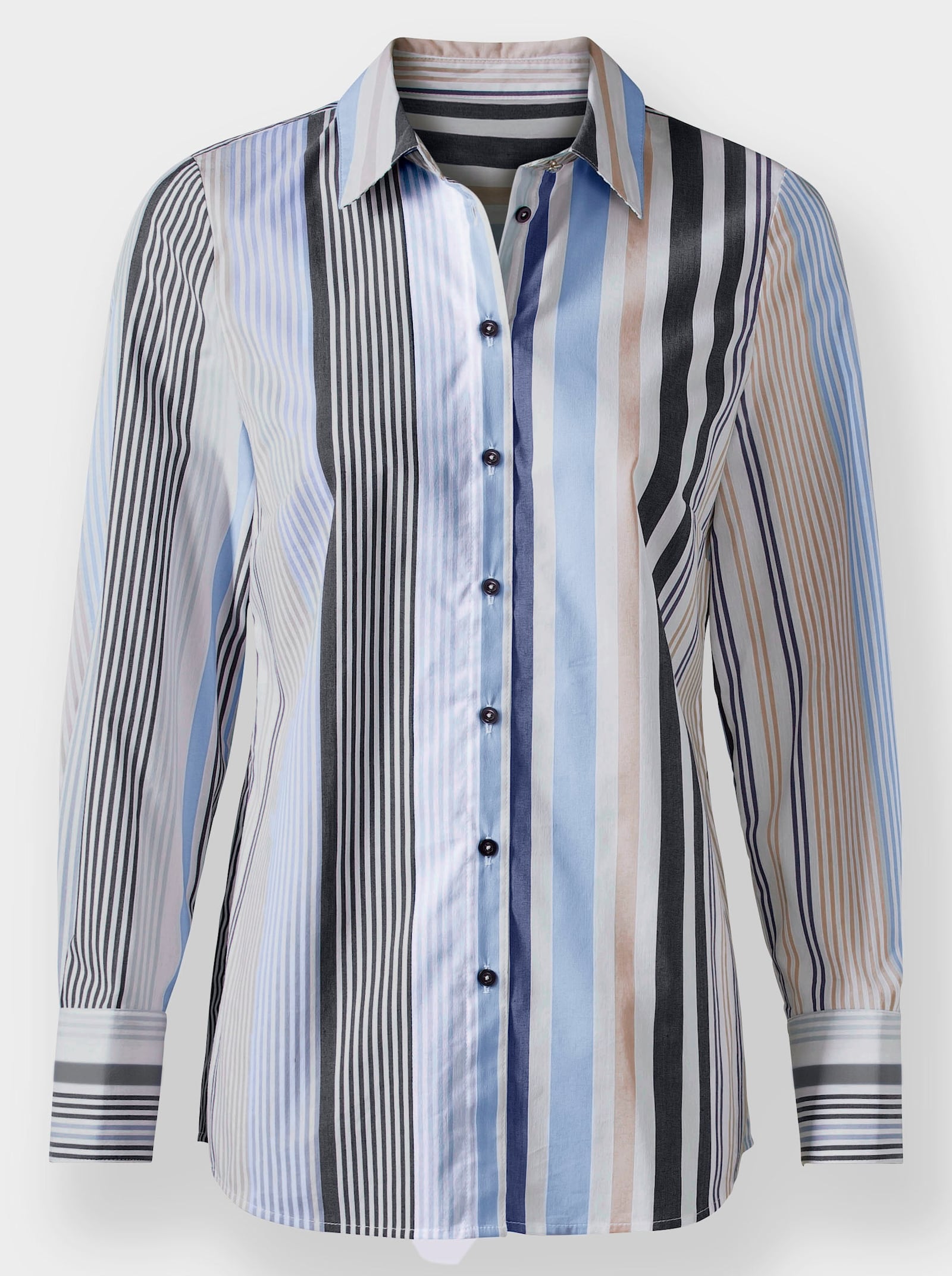 heine Overhemdblouse in streepdessin - beige/marine gestreept