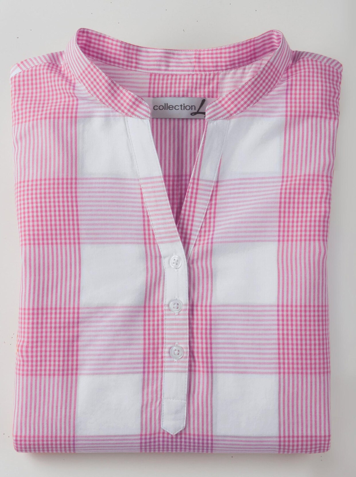 Katoenen blouse - roze/wit geruit