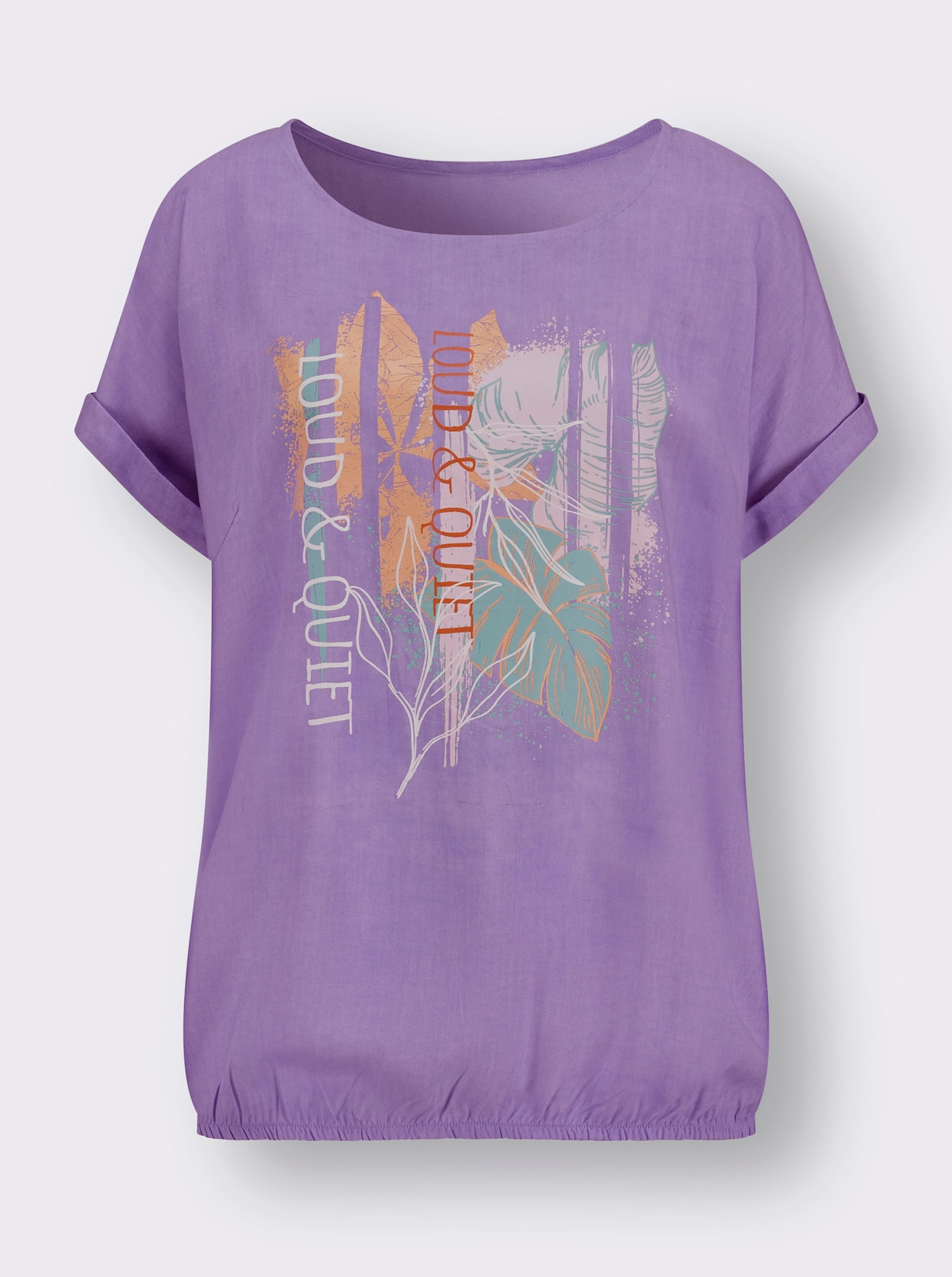 Blouse met korte mouwen - lavendel geprint