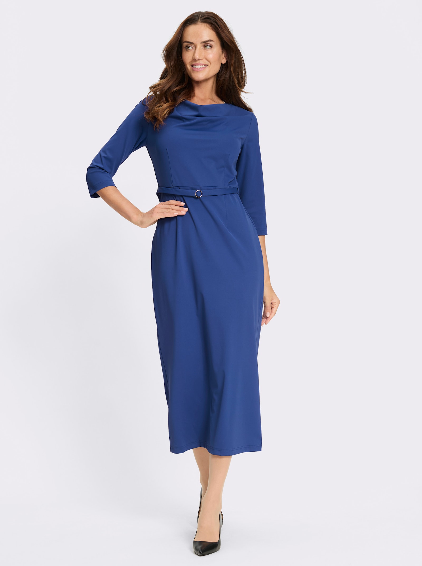 heine Jerseykleid mit Gehschlitz hinten - royalblau