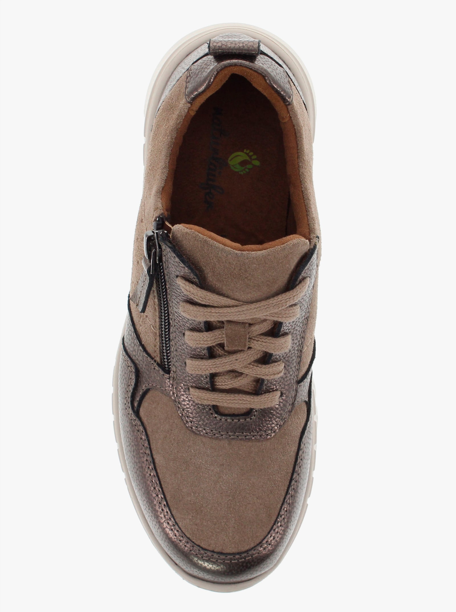 Naturläufer Sneaker mit seitlichem Reißverschluss, Weite H - taupe