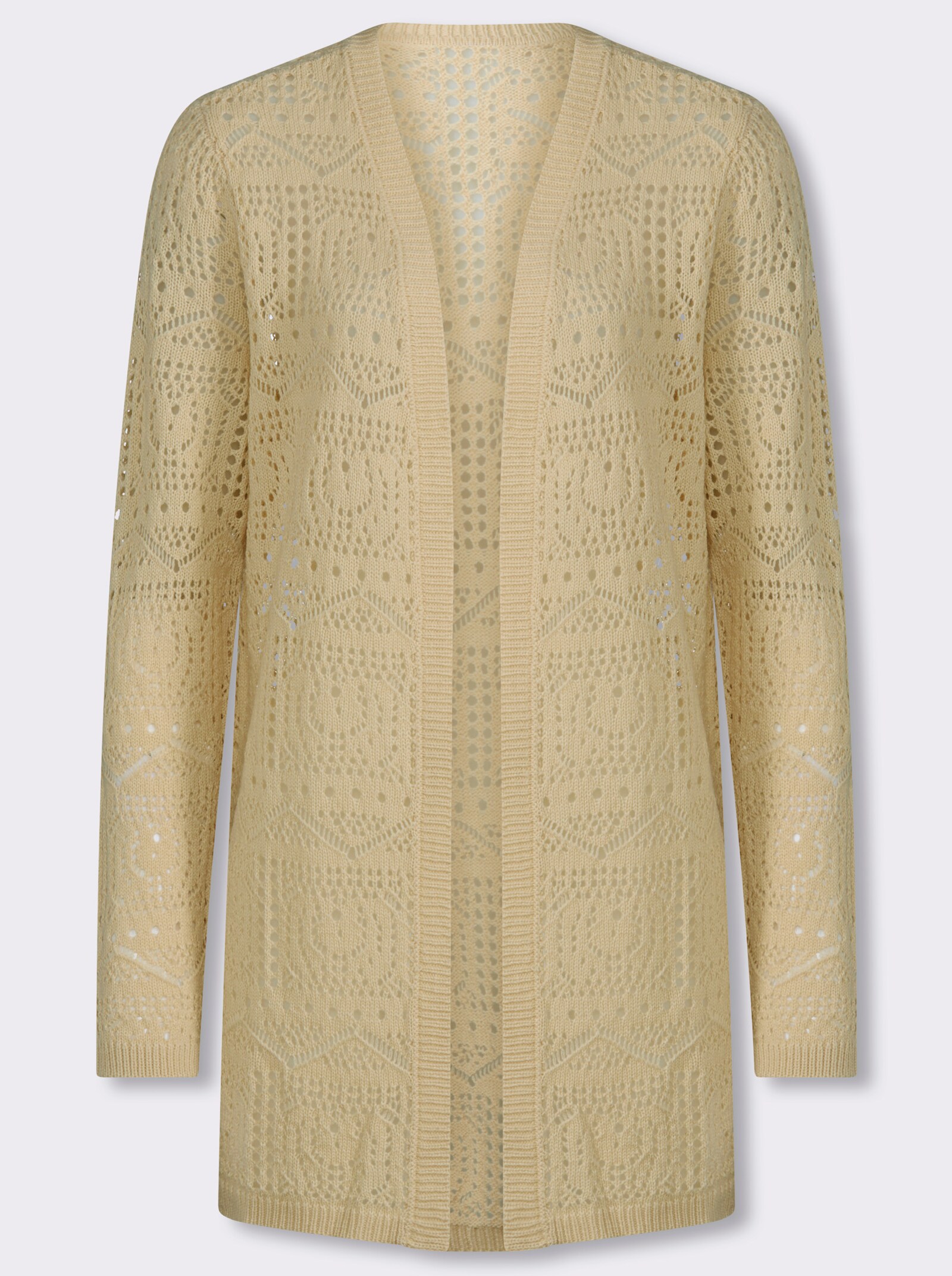 Cardigan in Ajour-Strickmuster - sand