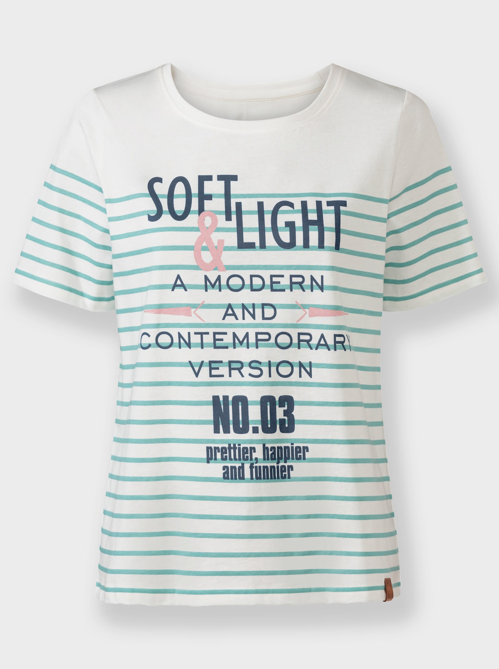 Kurzarmshirt aus zertifizierter Bio-Baumwolle - ecru-salbei-bedruckt