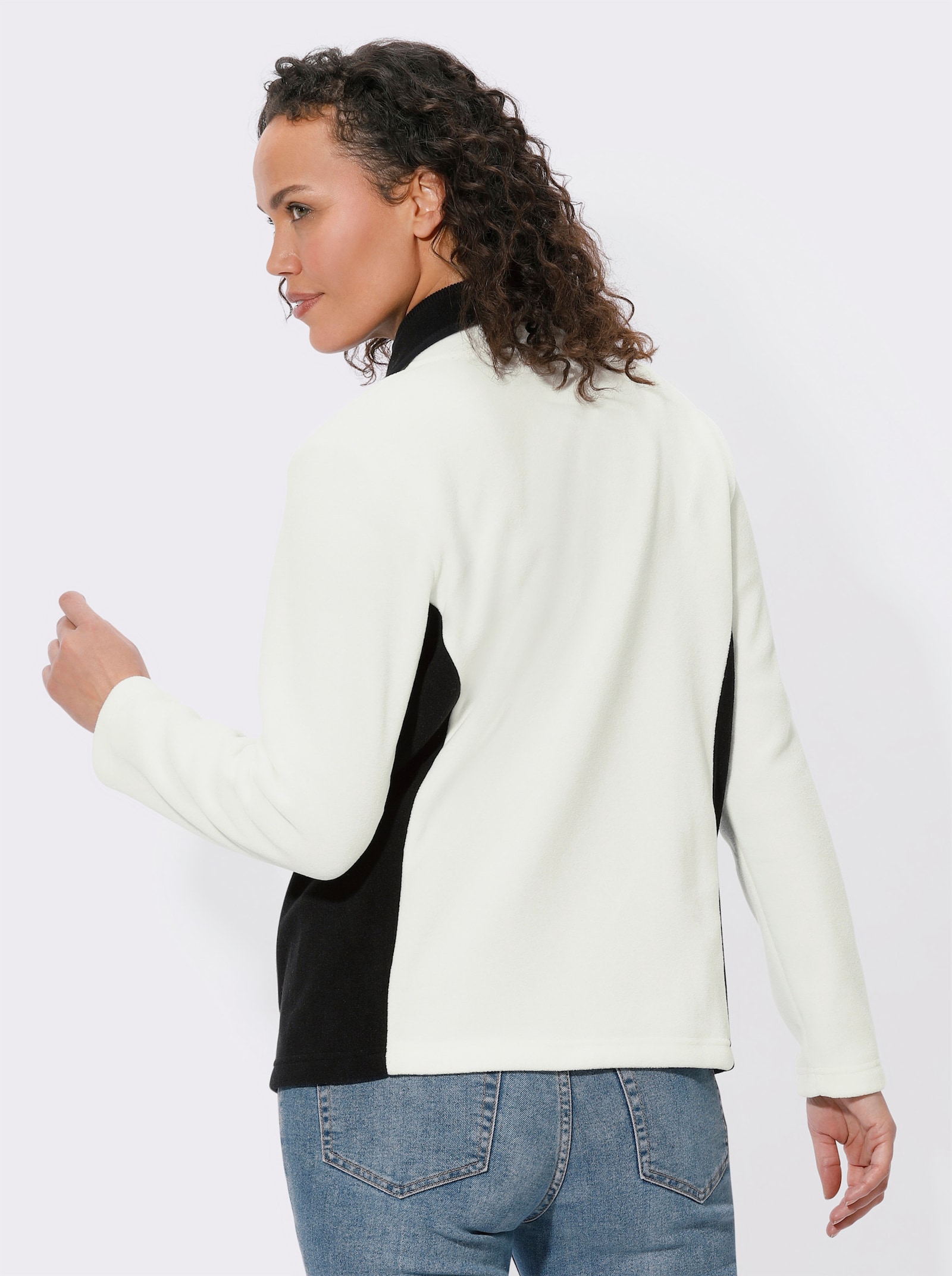 Fleecejacke mit Kontraststreifen - ecru