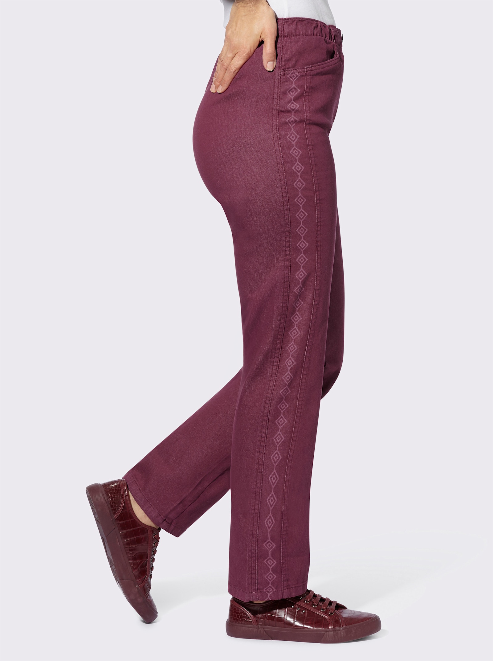 Jeans mit Reißverschluss-Blende - bordeaux