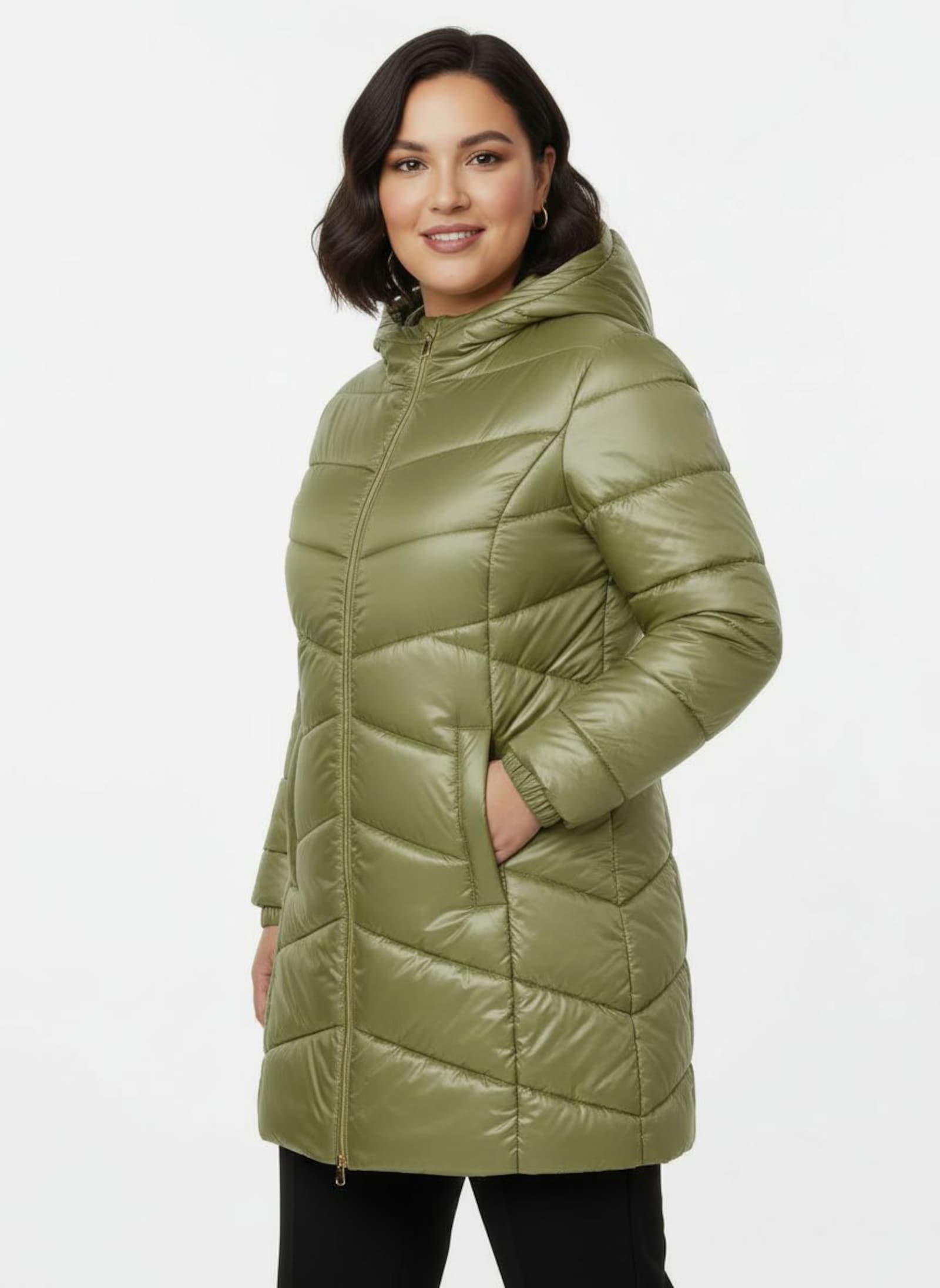 Longjacke mit Steppmuster - schilf