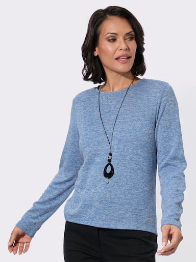 Rundhalsshirt in Melange-Qualität - mittelblau-meliert