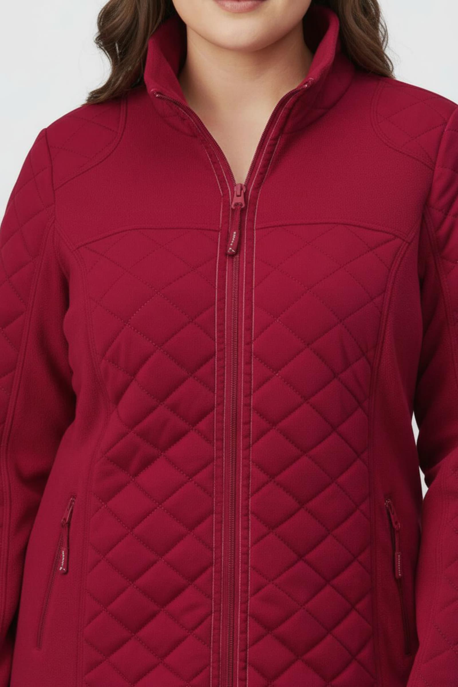 Fleecejacke mit Reißverschluss-Taschen - rot