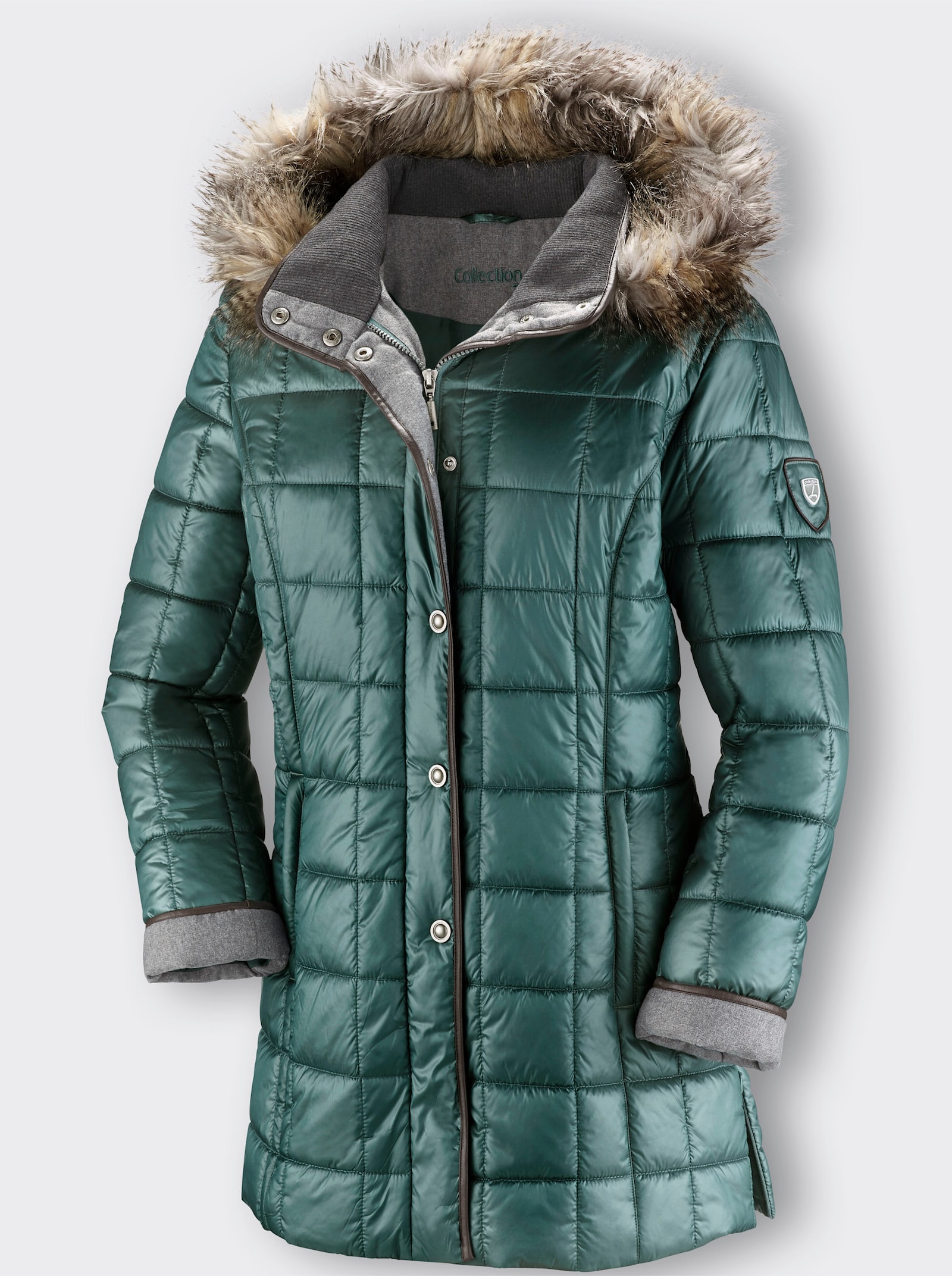 Gewatteerd jack met ritssluiting aan de zijkant - jadegroen