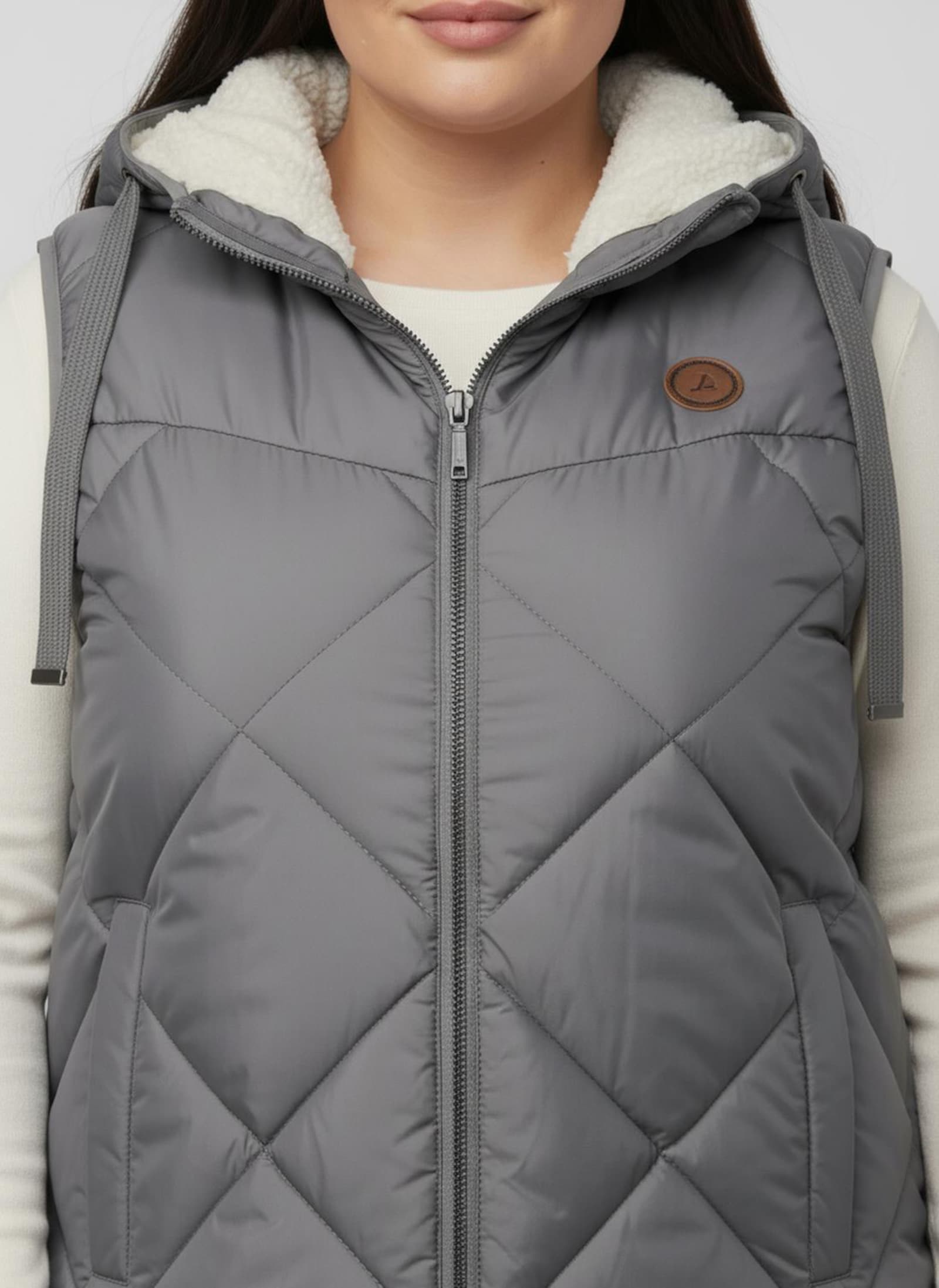 Kapuzenweste mit Fleece-Futter - grau