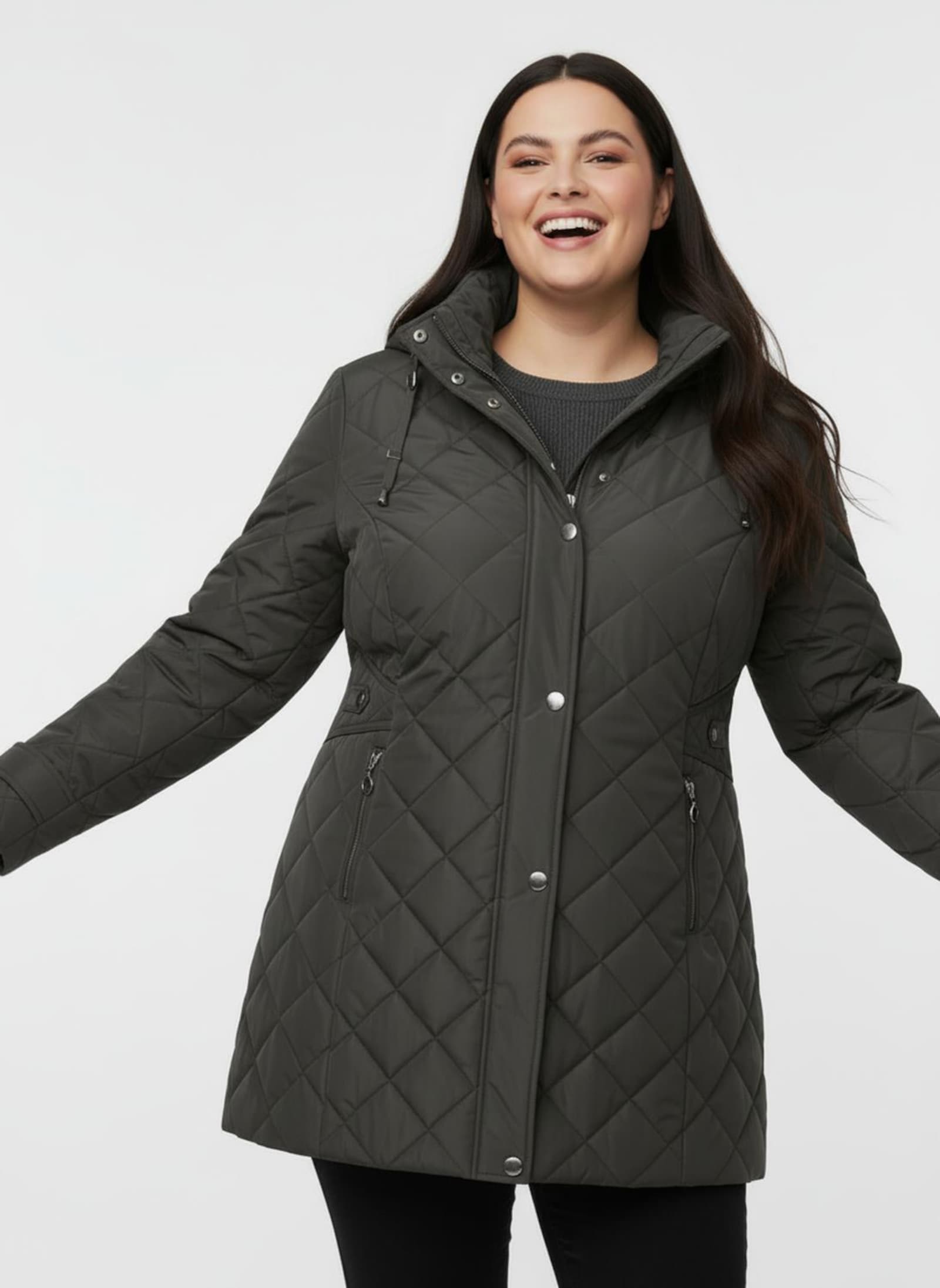 Steppjacke mit knöpfbarer Innentasche - graphit