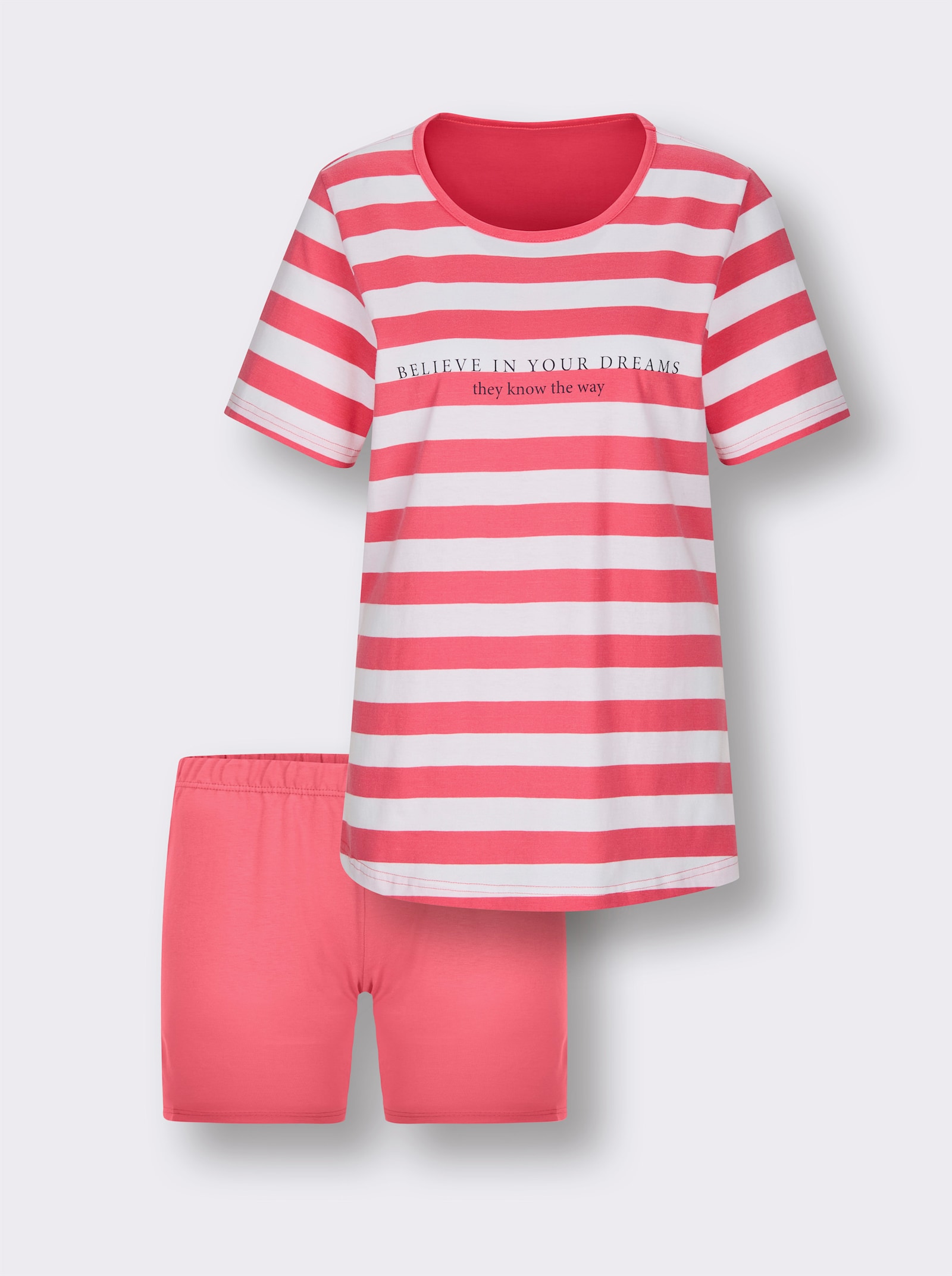 Shorty - koralle-ecru-gestreift