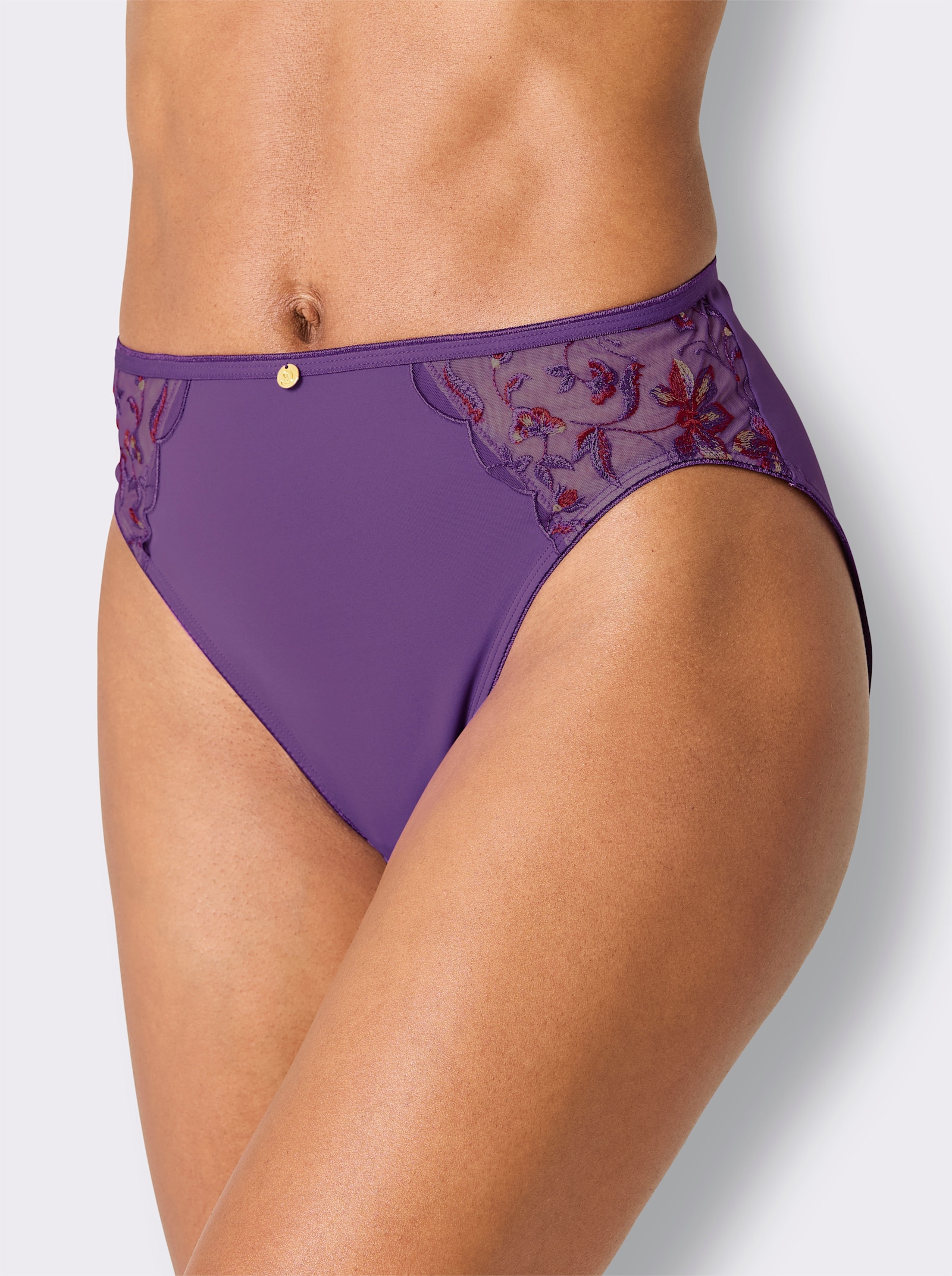 wäschepur Jazzpants mit transparentem Tülleinsatz - lila-rot