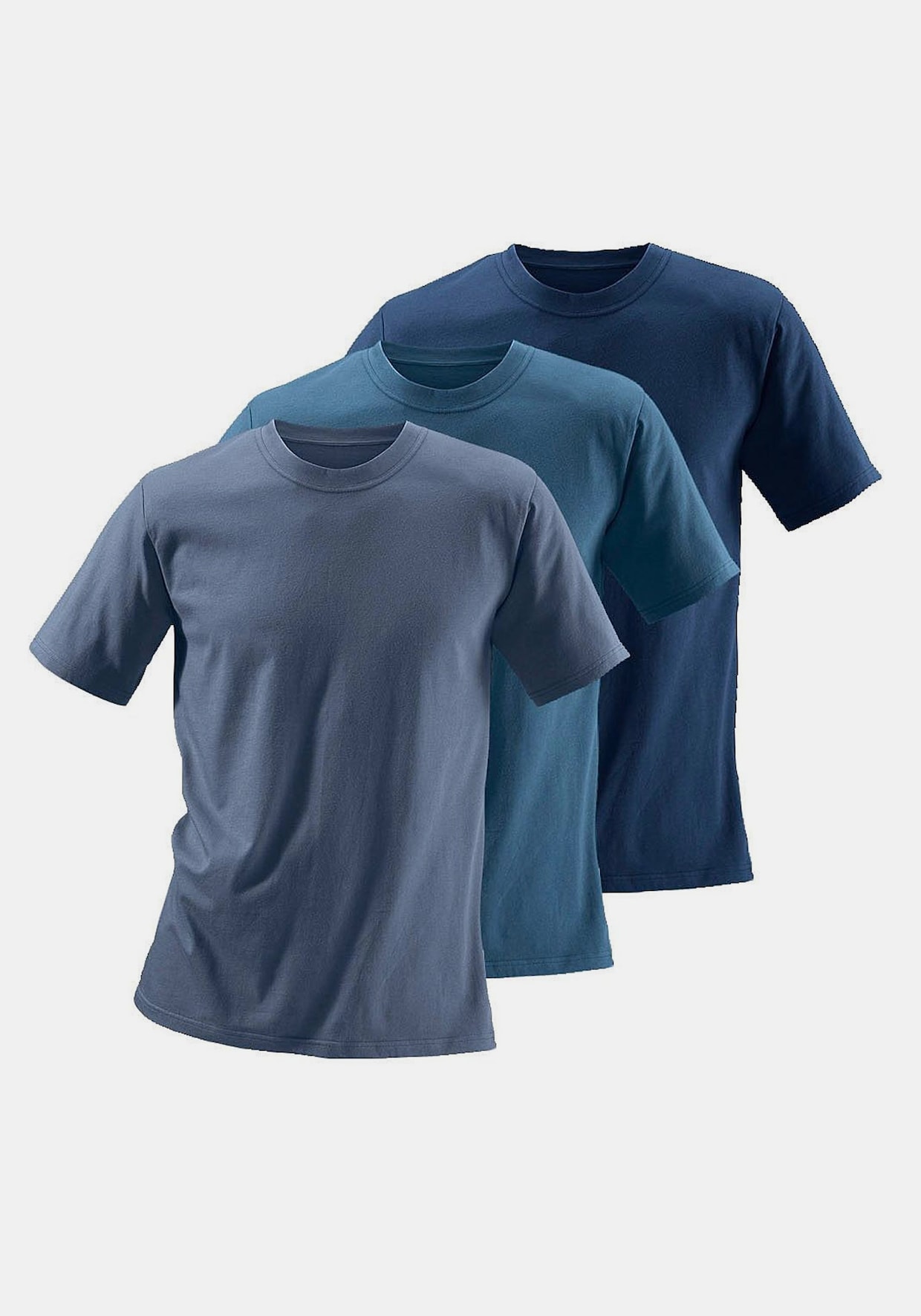 H.I.S T-Shirt - 1x dunkelblau + 1x mittelblau + 1x graublau