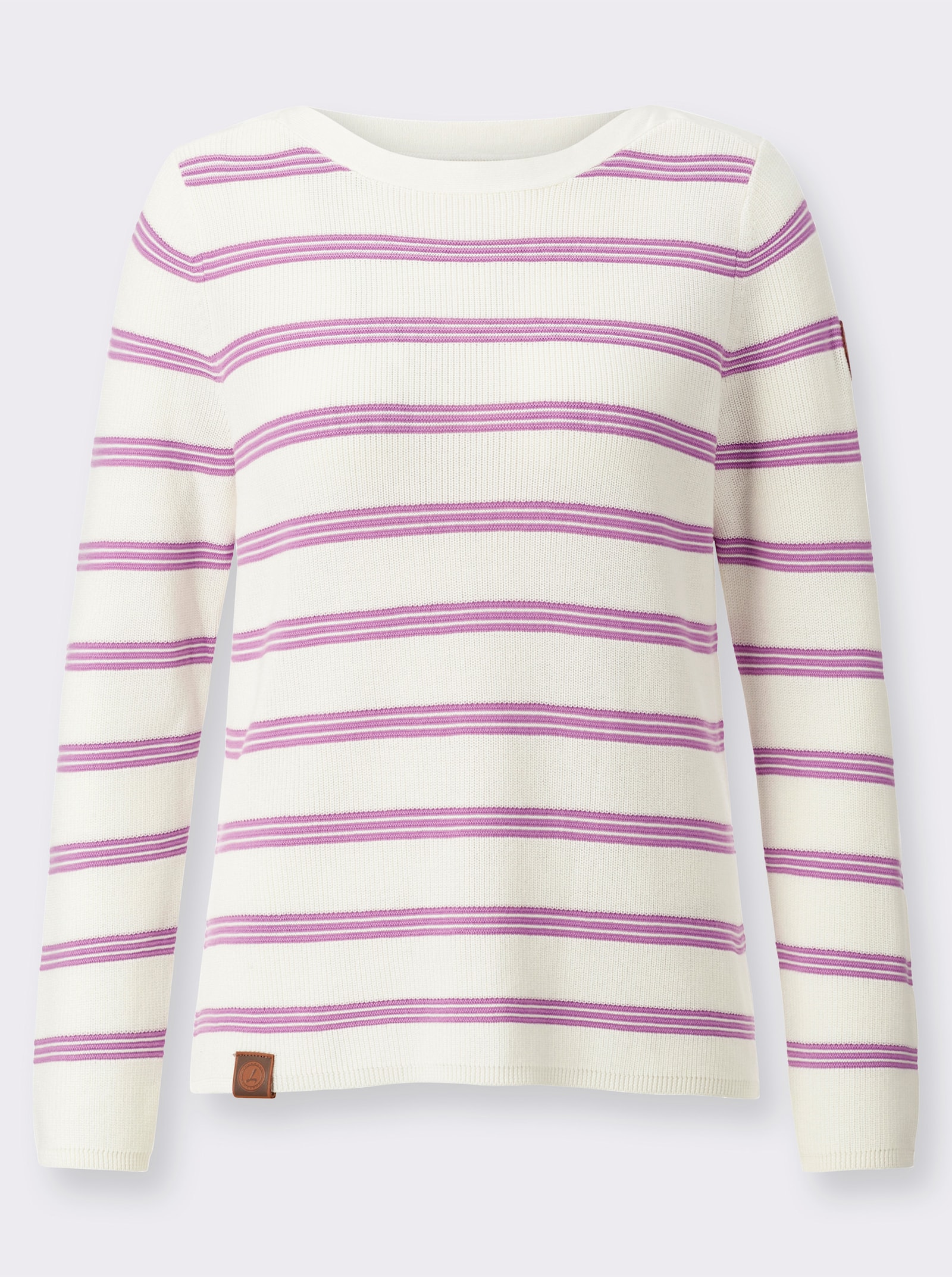 Pullover mit U-Boot-Ausschnitt - orchidee-ecru-geringelt
