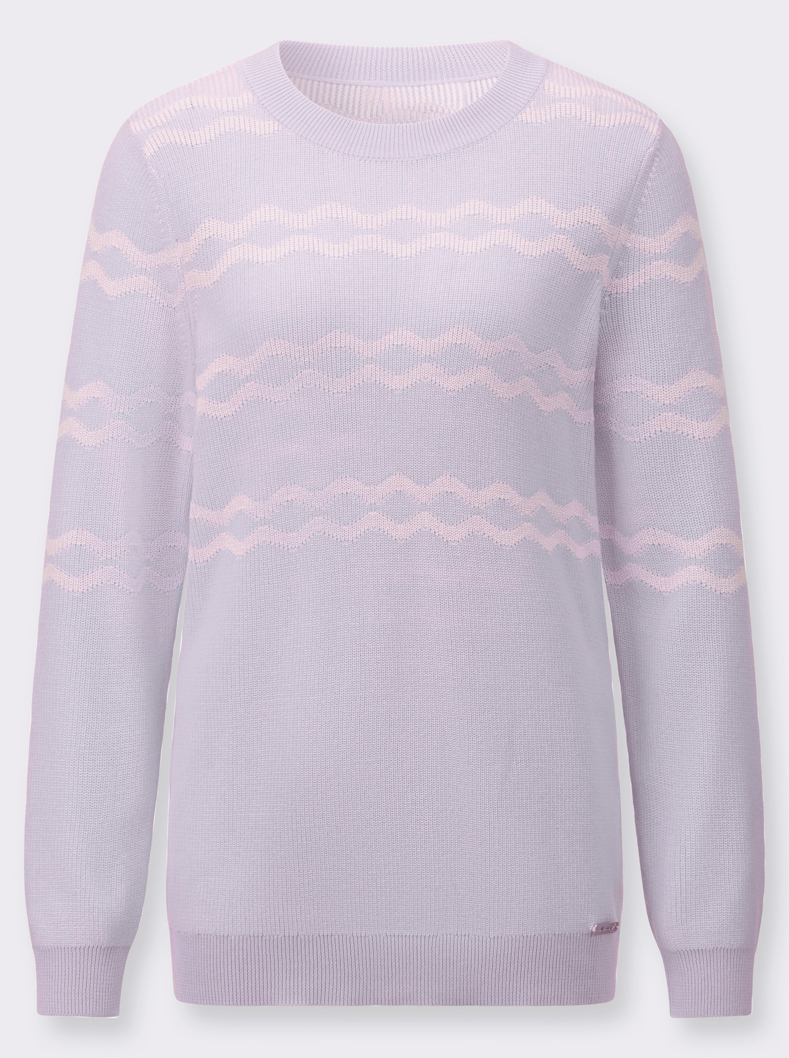 Rundhalspullover mit Rauten-Jacquard-Muster - flieder-meliert