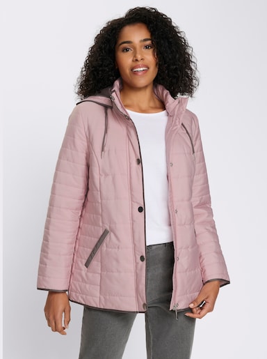 Gewatteerde jas met capuchon en opstaande kraag - hortensia