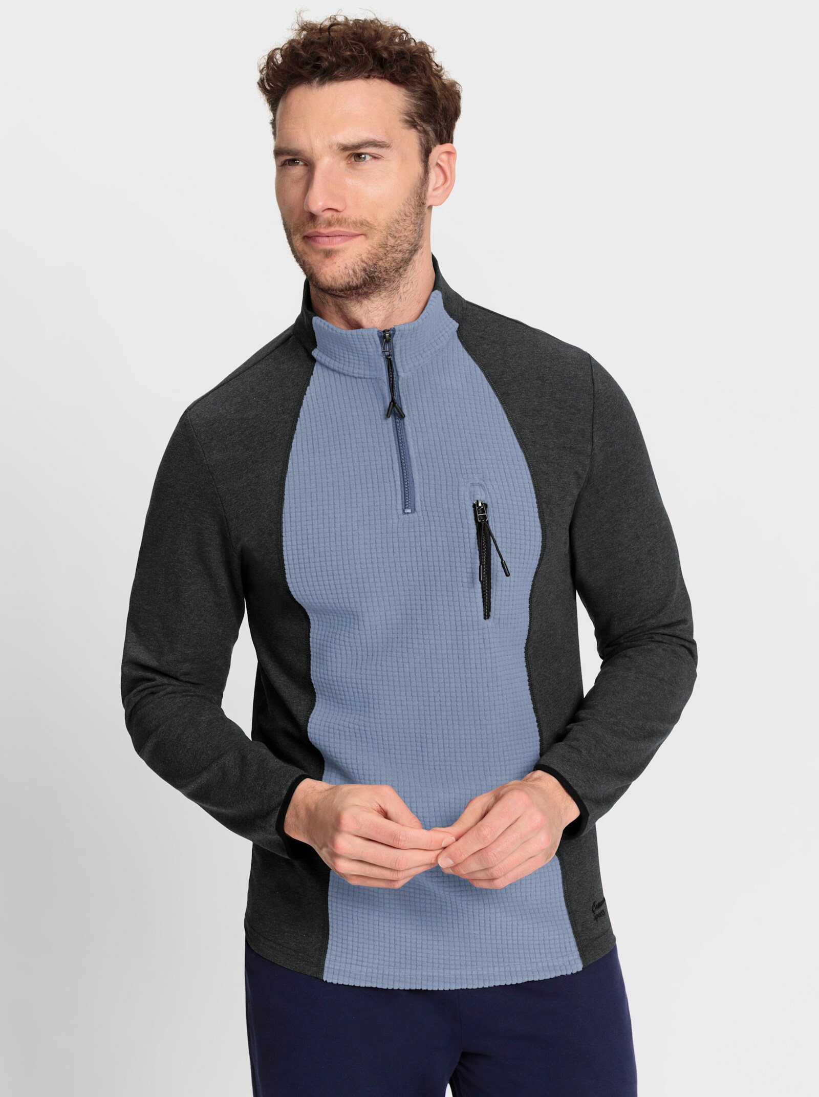 Catamaran Sports Sweatshirt met borstzak met rits - duifblauw/grafiet gemêleerd