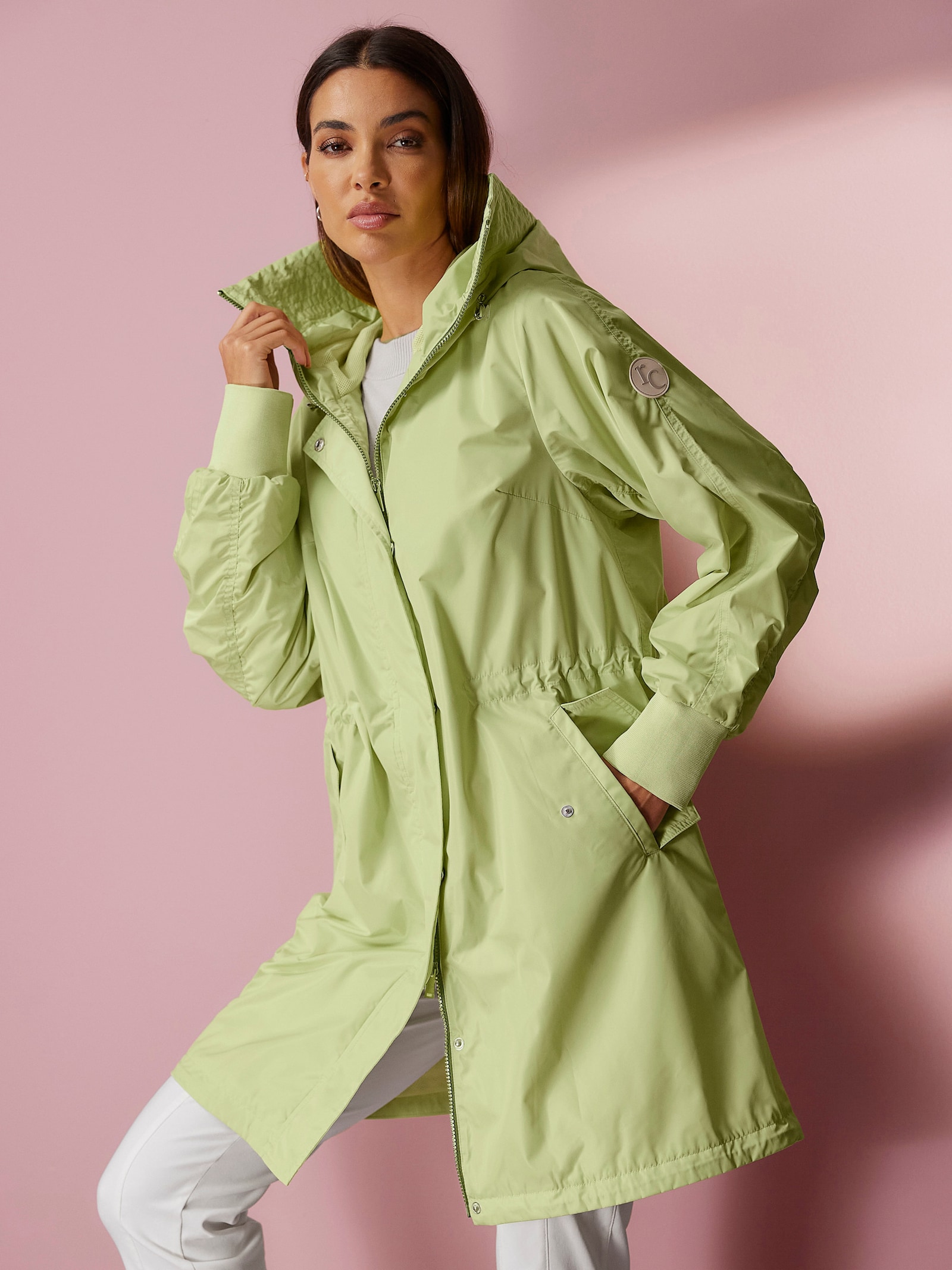 heine Korte mantel met tunnelkoord in de taille - pistache