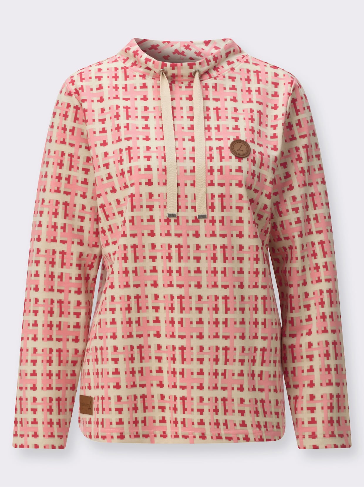 Sweatshirt mit Kontrast-Muster - erdbeere-sand-kariert