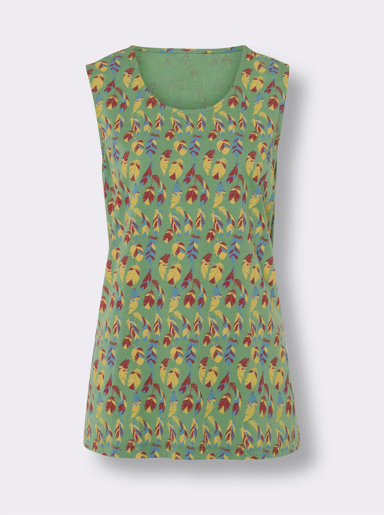 Shirttop - appelgroen/geel bedrukt