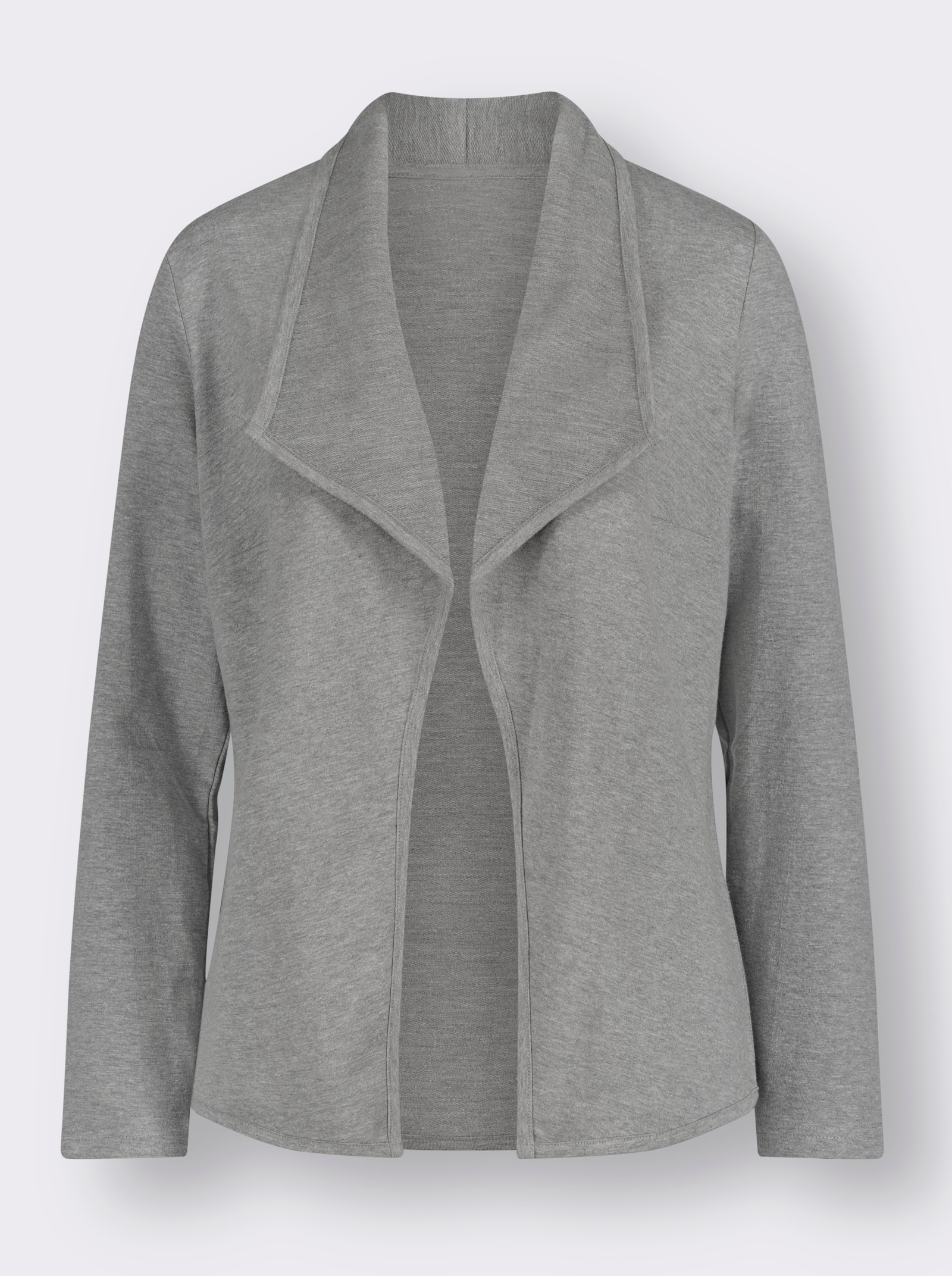 Jerseyblazer mit Umlegekragen, kurz geschnitten - hellgrau-meliert
