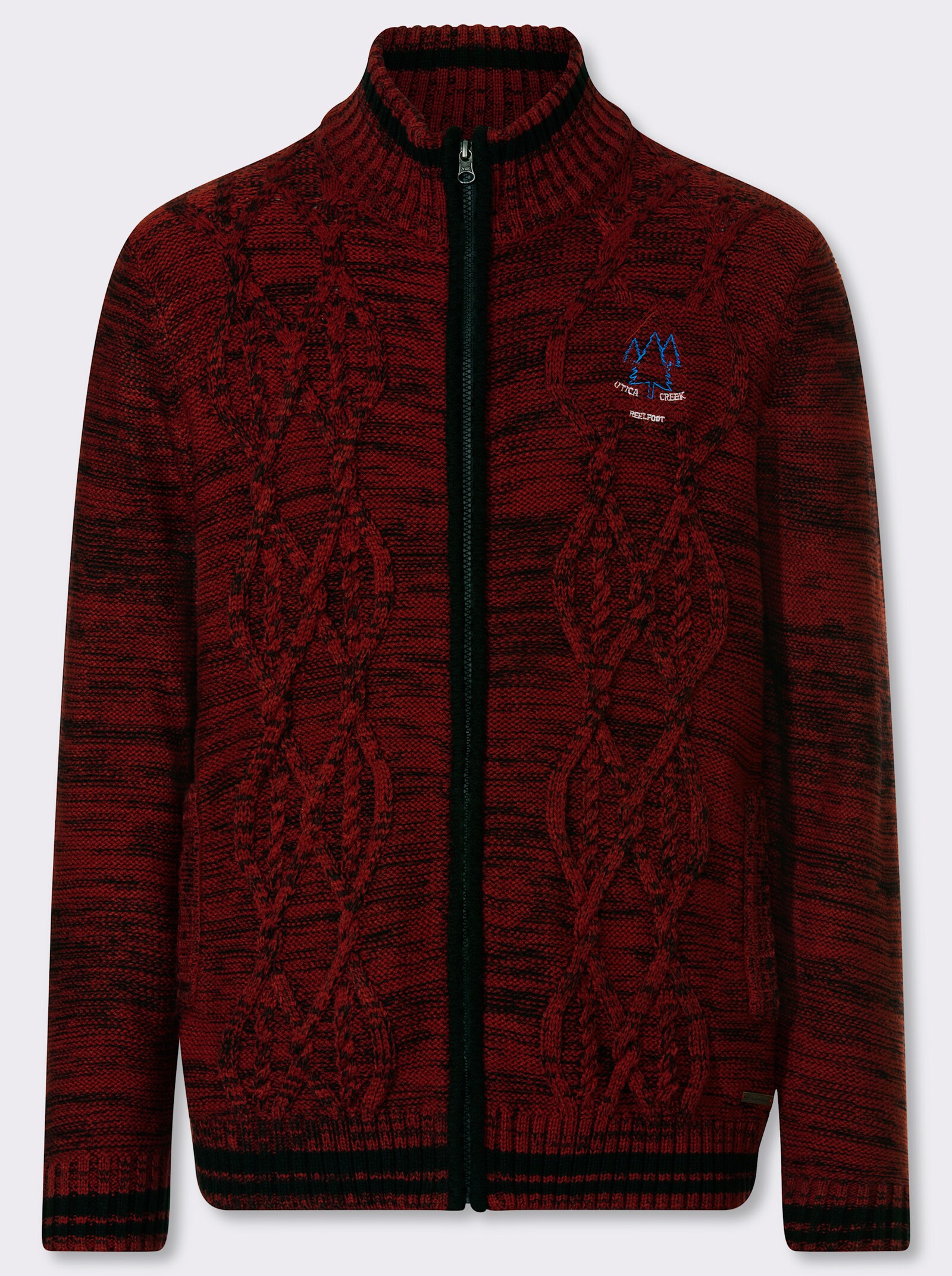 Marco Donati Strickjacke mit Reißverschluss - kirsche-schwarz-meliert