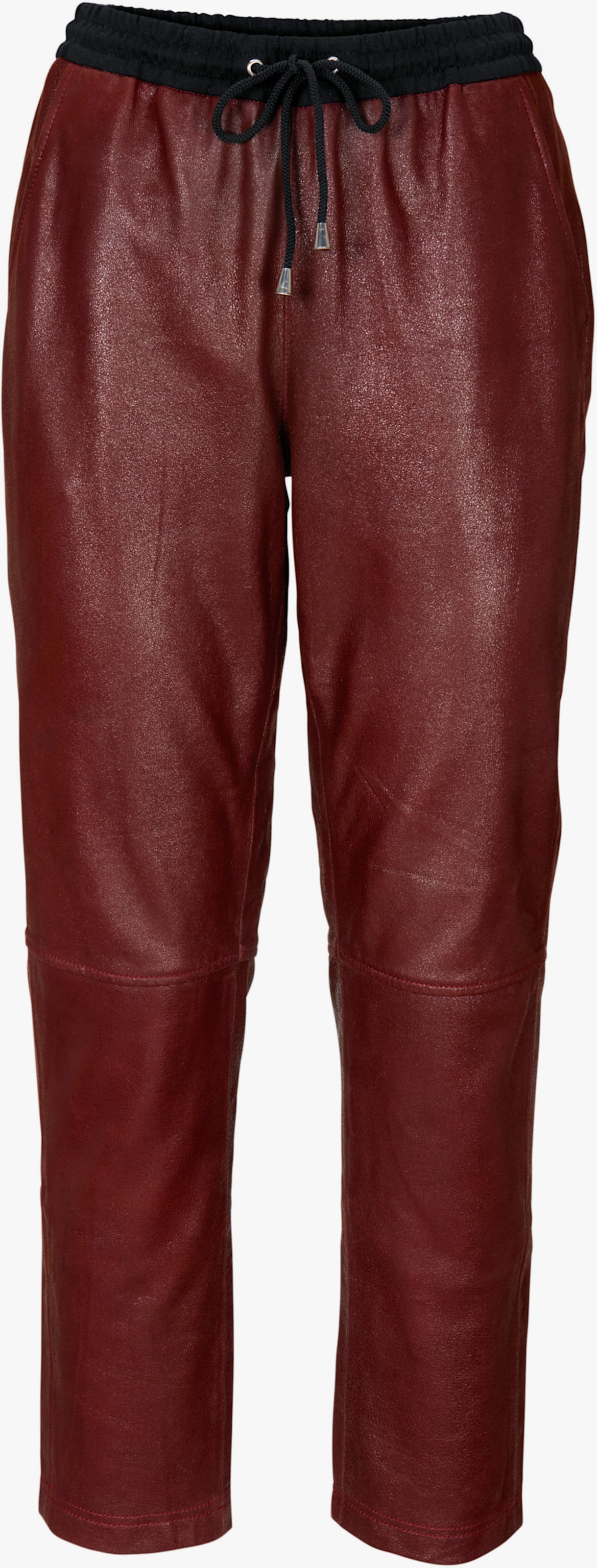 heine Leren broek in jogpantsmodel - bruin