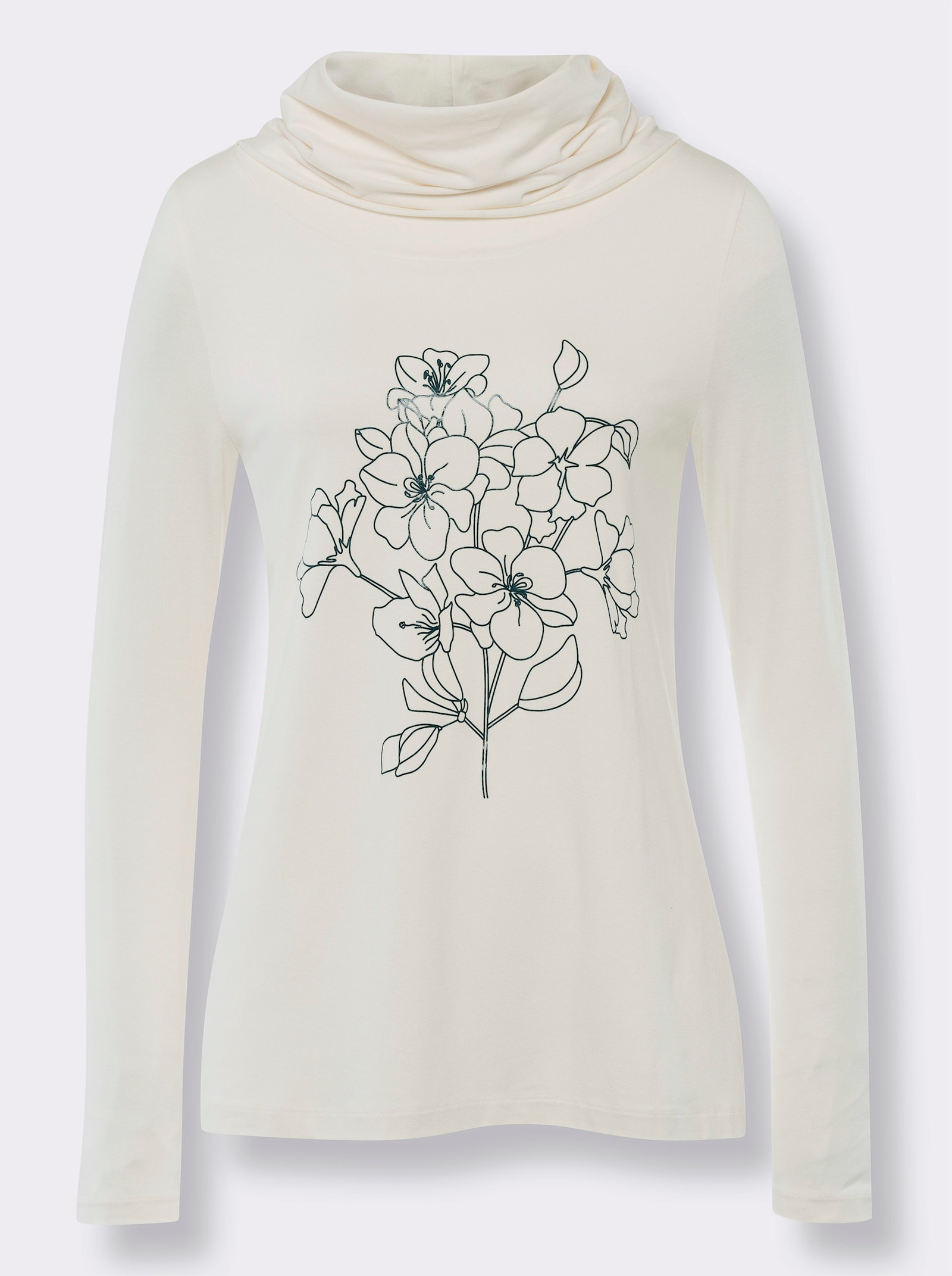 heine Wasserfallshirt mit floralem Motiv - ecru