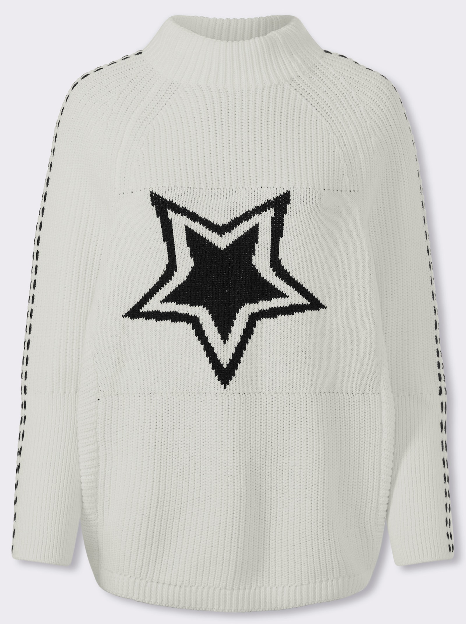 heine Stehkragenpullover mit Fledremausärmel - weiß