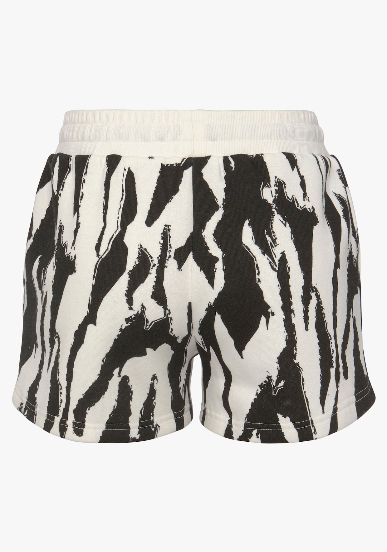 Short en matière sweat - noir-blanc à motifs