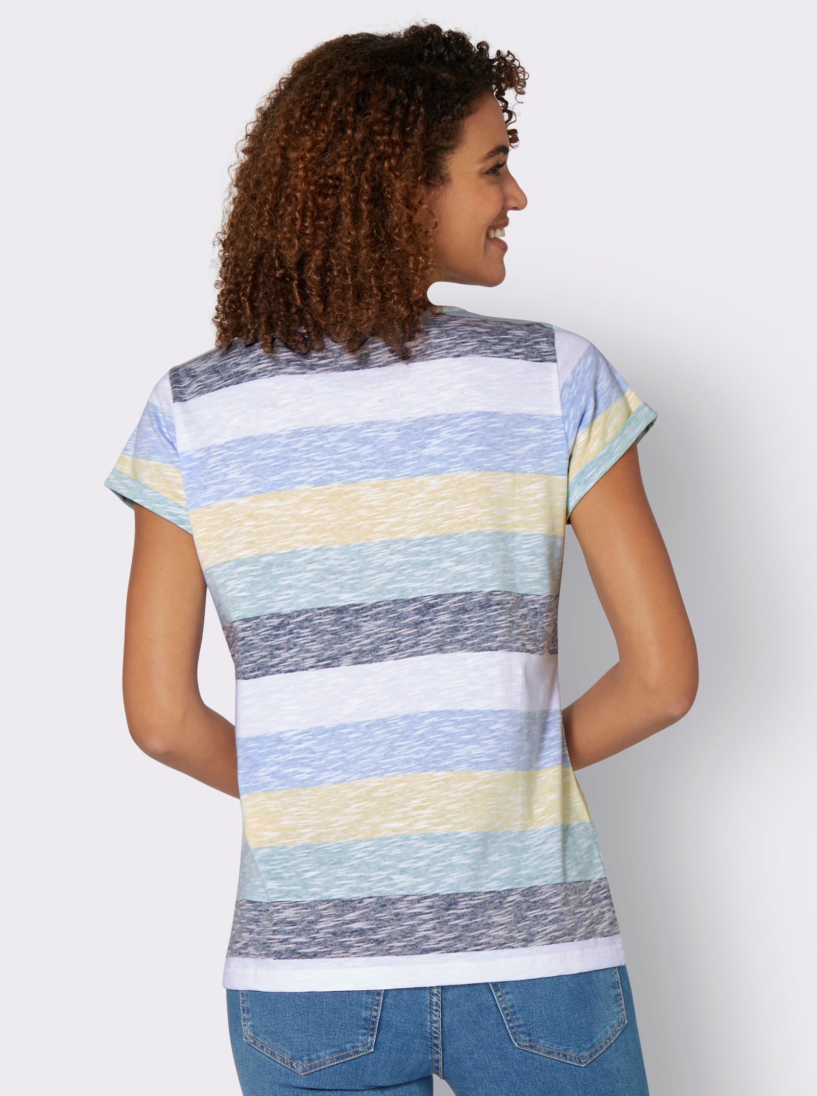 Streifenshirt mit Flammgarn - mint-gestreift