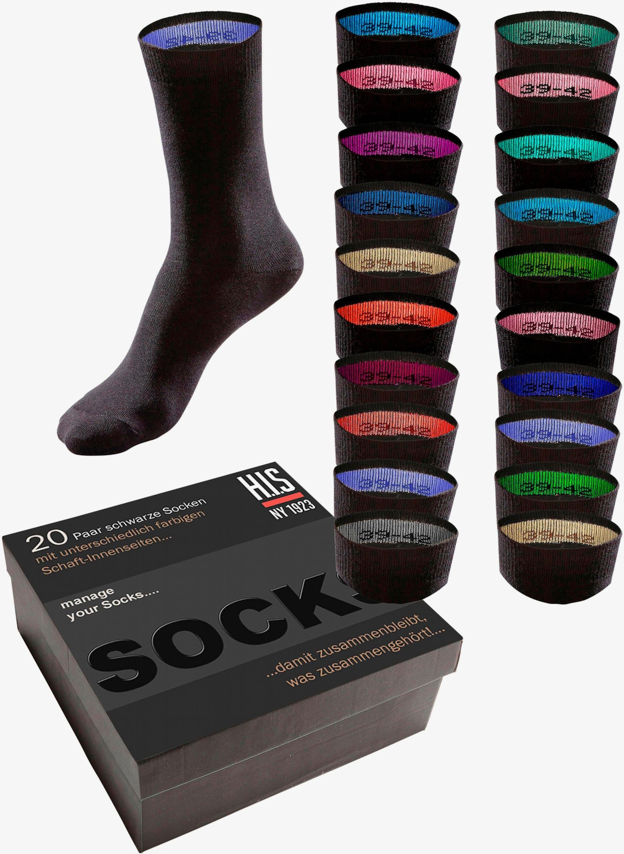 H.I.S Socken - 20x schwarz
