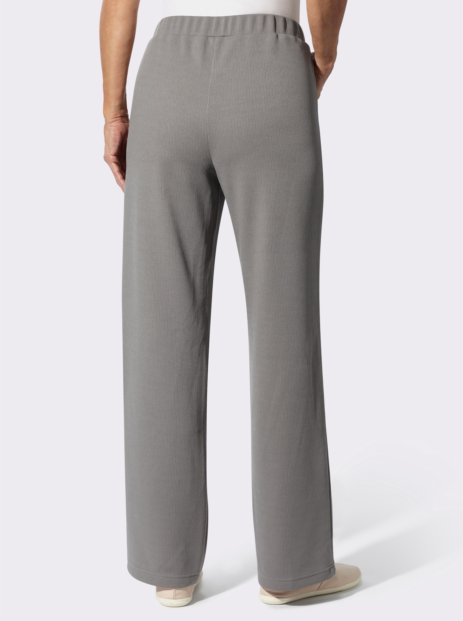 Schlupfhose in Ripp-Optik, pflegeleicht - grau