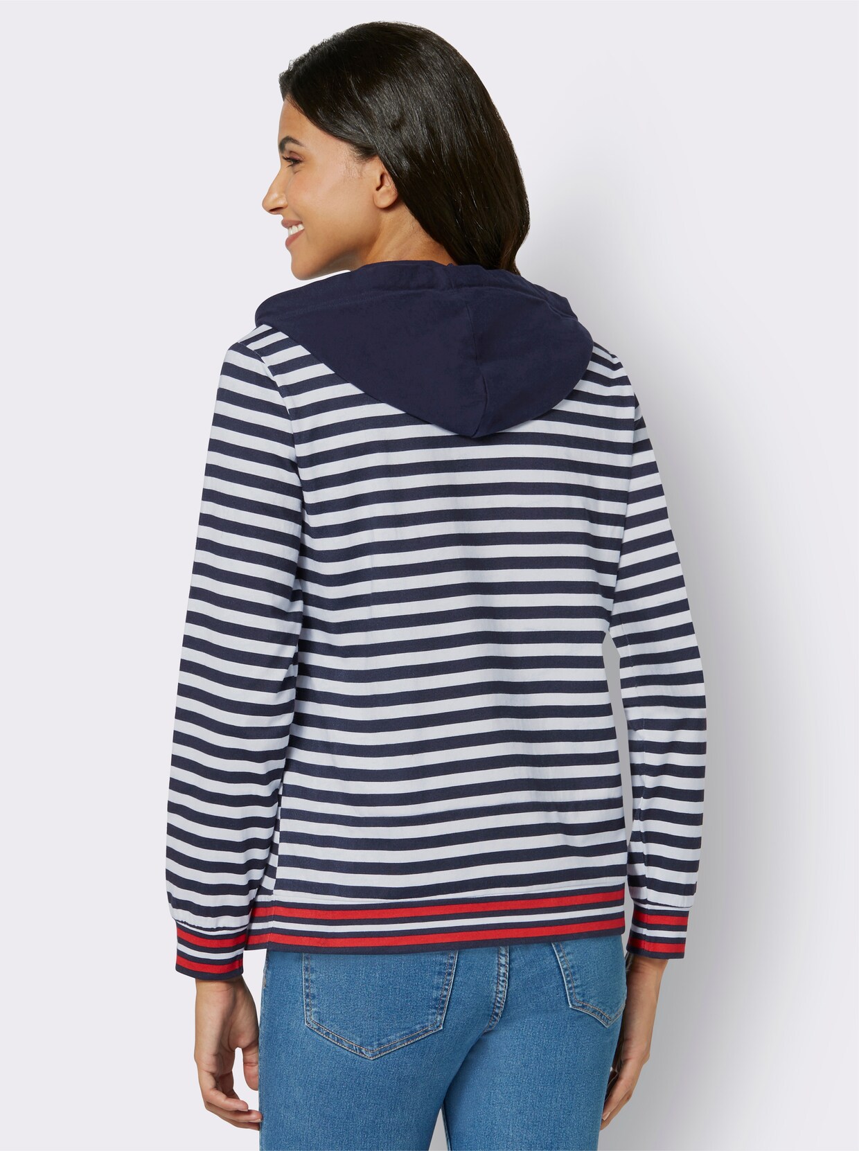 Sweatshirt met capuchon - nachtblauw gestreept