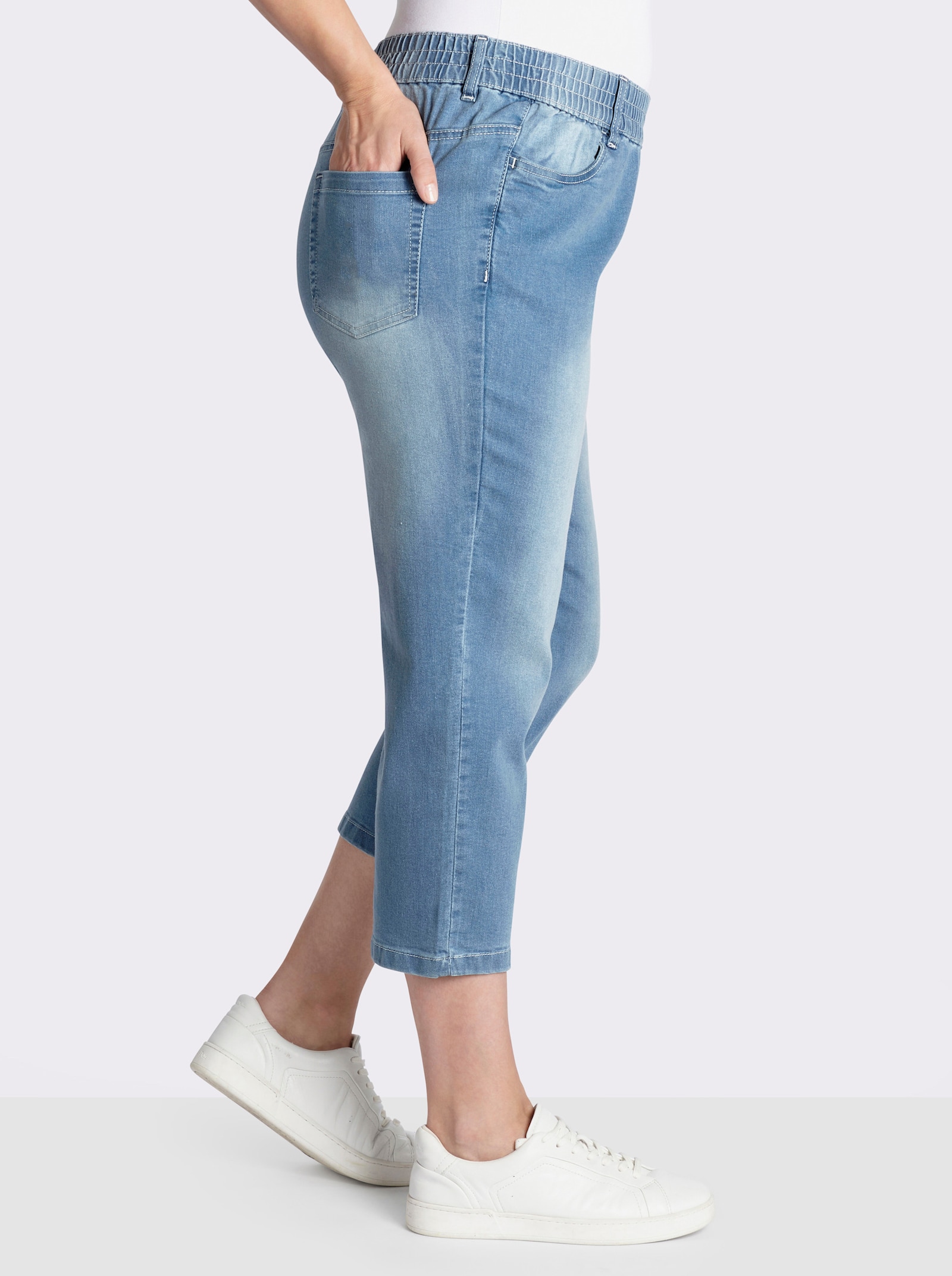 7/8-Jeans mit Reißverschluss-Blende - blue-bleached