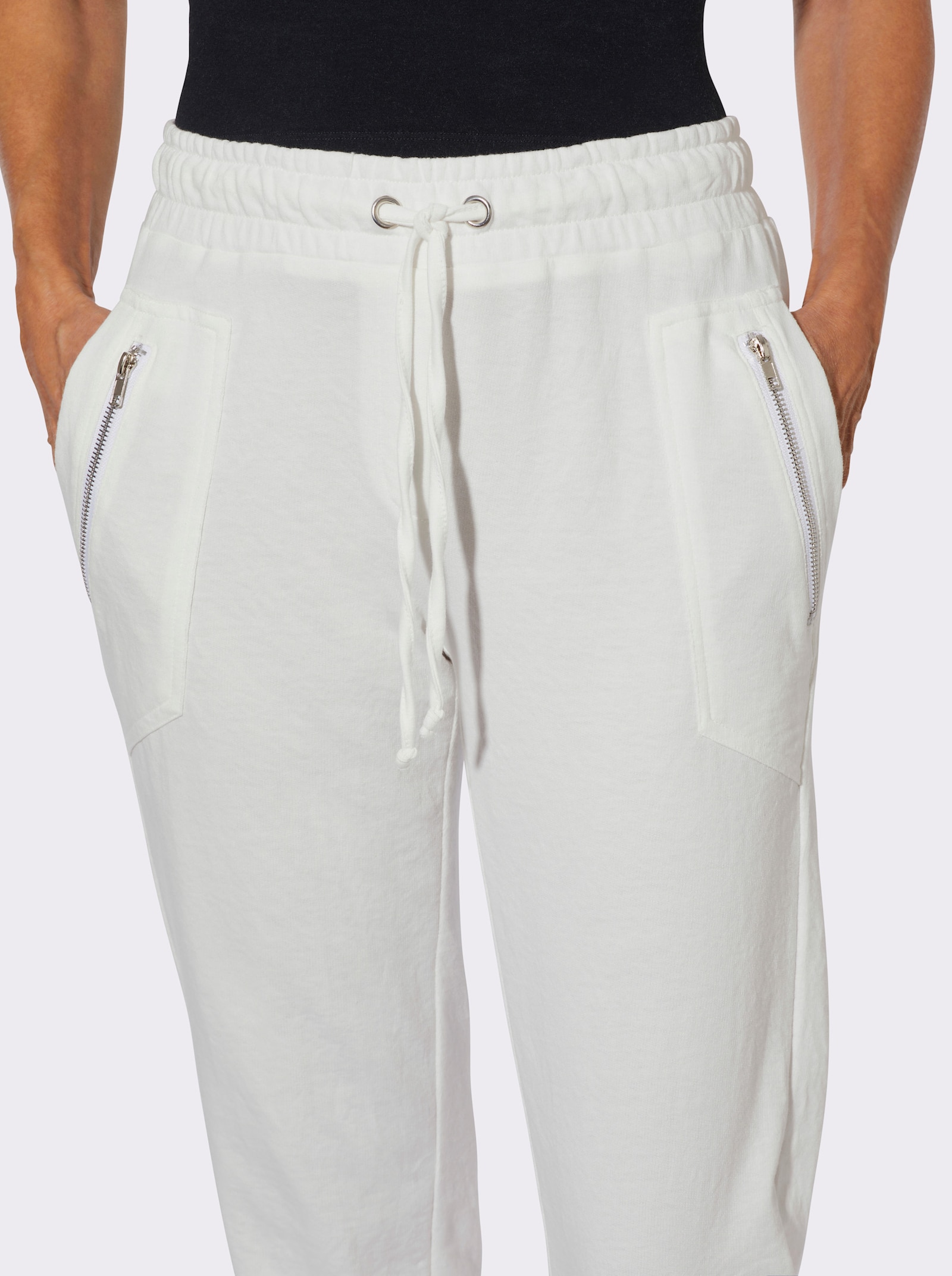 Sweathose mit Tunnelzug und Bindeband - ecru