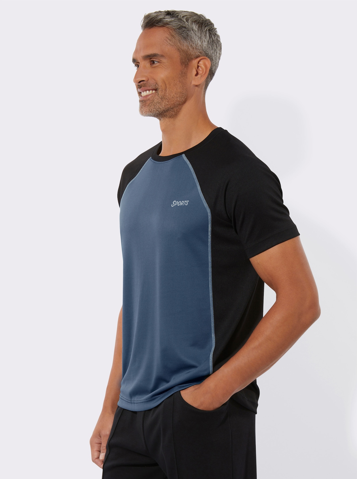 Sportshirt - schwarz-dunkelblau