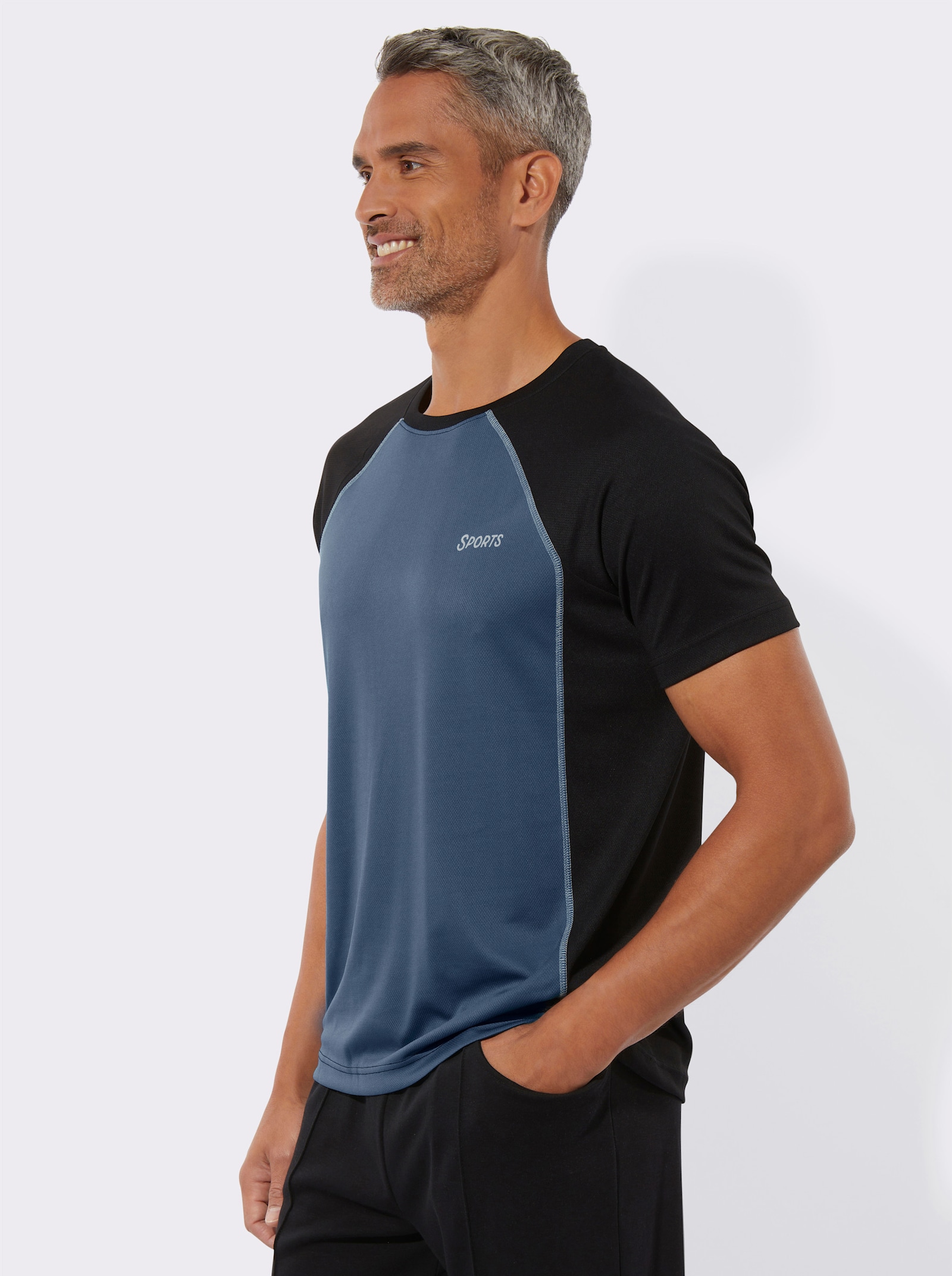 Träningstopp med kontraster - svart-mörkblå