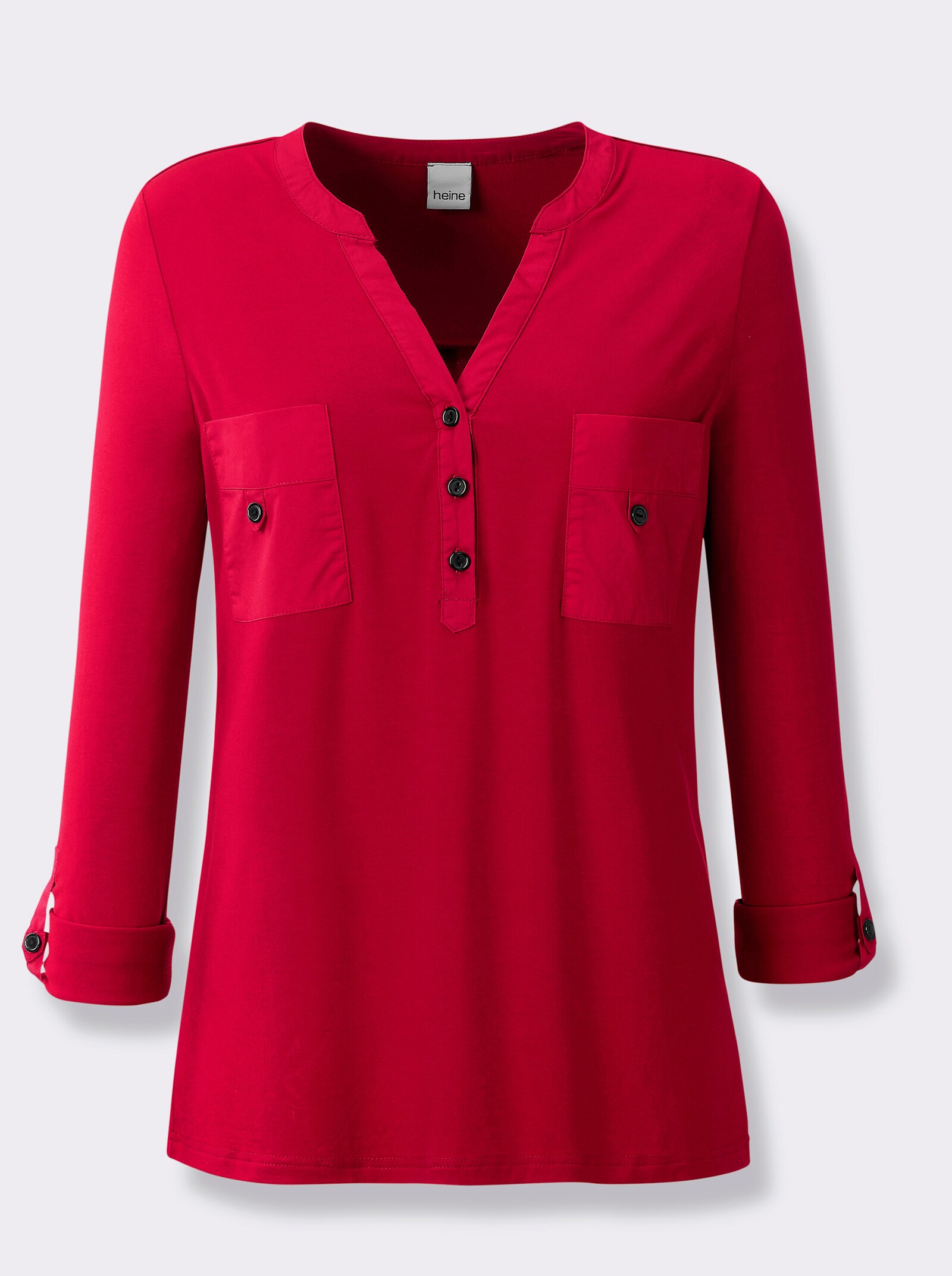 heine Blusenshirt mit Web-Einsätzen - rot