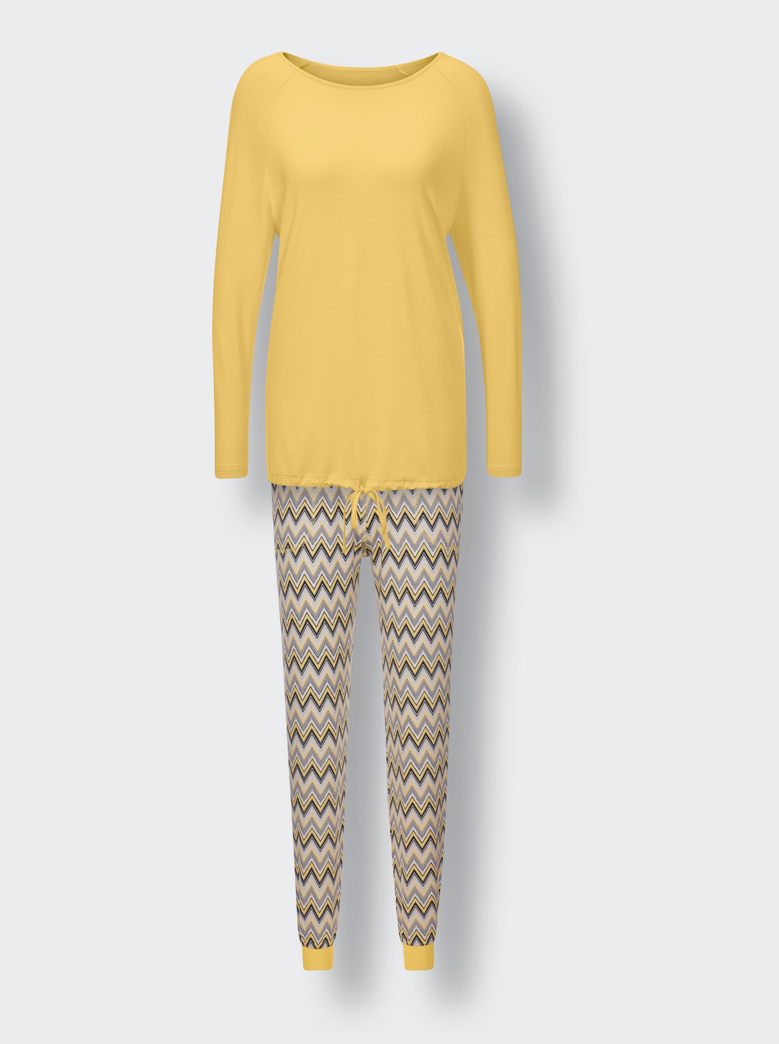 wäschepur Schlafanzug in Viskose-Qualität - gelb-gemustert