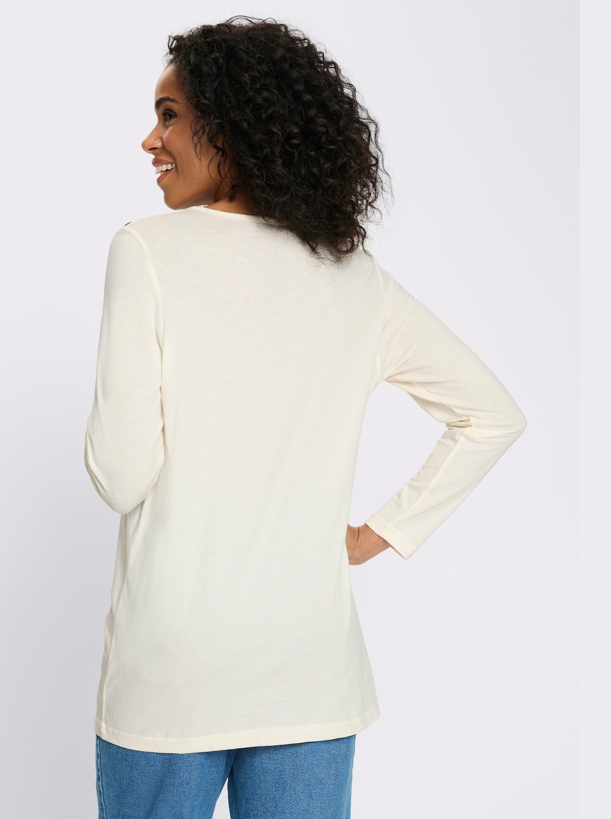 Lang shirt met sierknopen - champagne